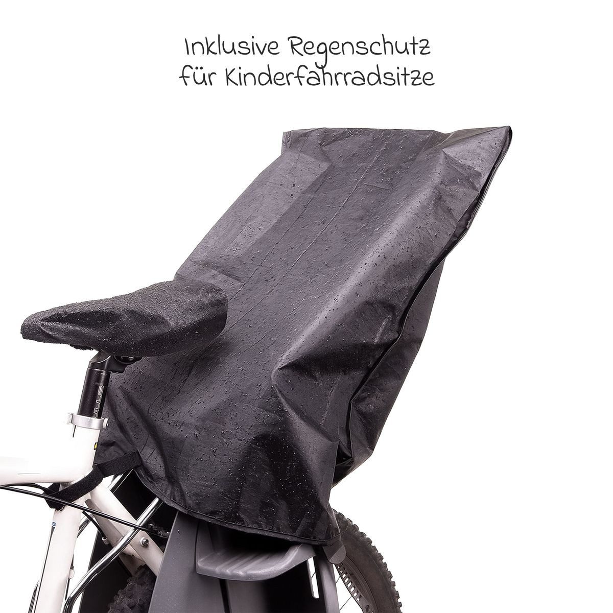 OK Baby Fahrradkindersitz Schwarz Grau, ab: ab 9 Monaten, bis: 2 Jahre, Kinder Fahrradsitz von 9 Monate bis 22 kg mit Polsterung & Regenschutz – Bild 4 von 5
