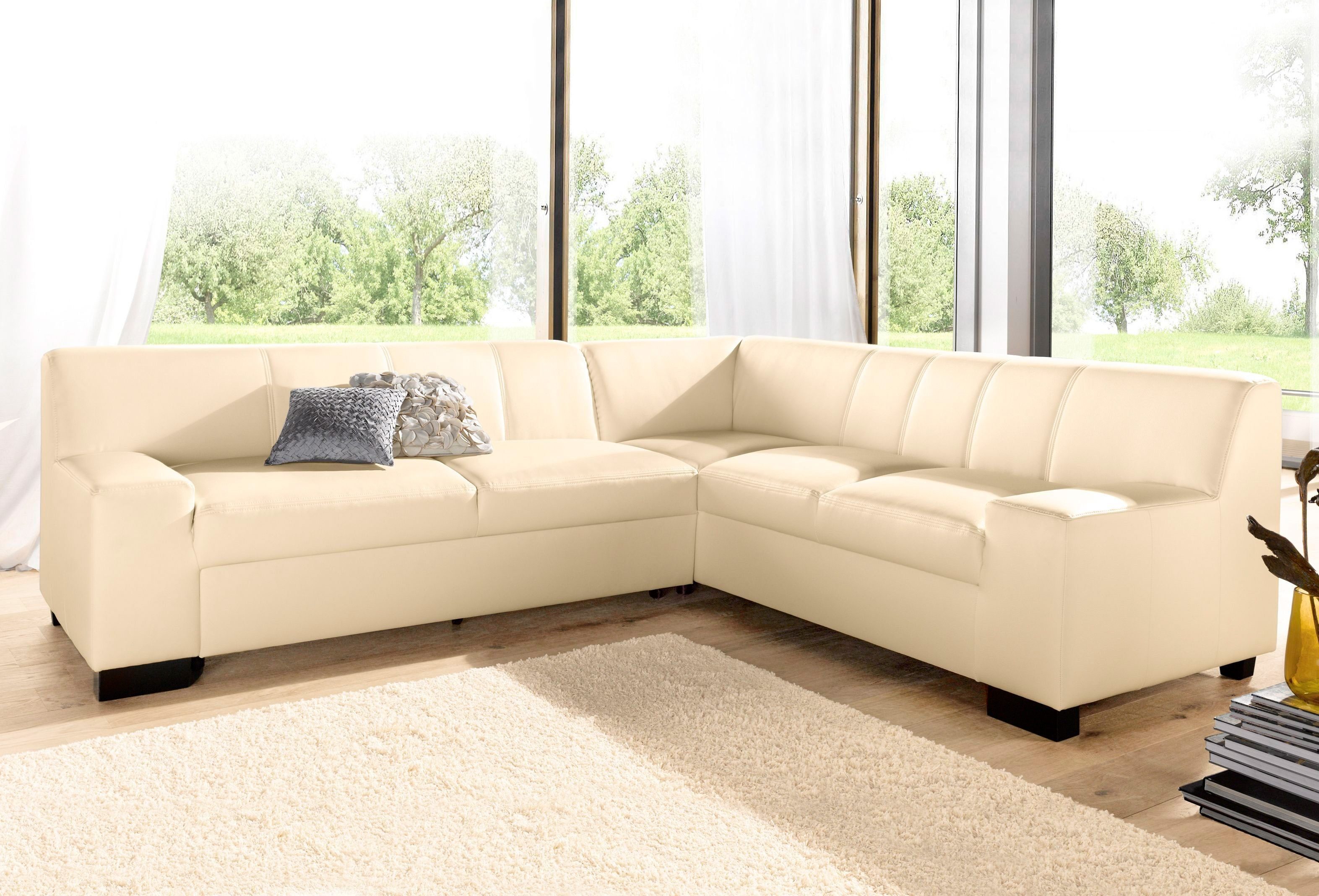 DOMO collection Ecksofa Norma Top, elegant und modern, flache Armlehnen, L- günstig online kaufen