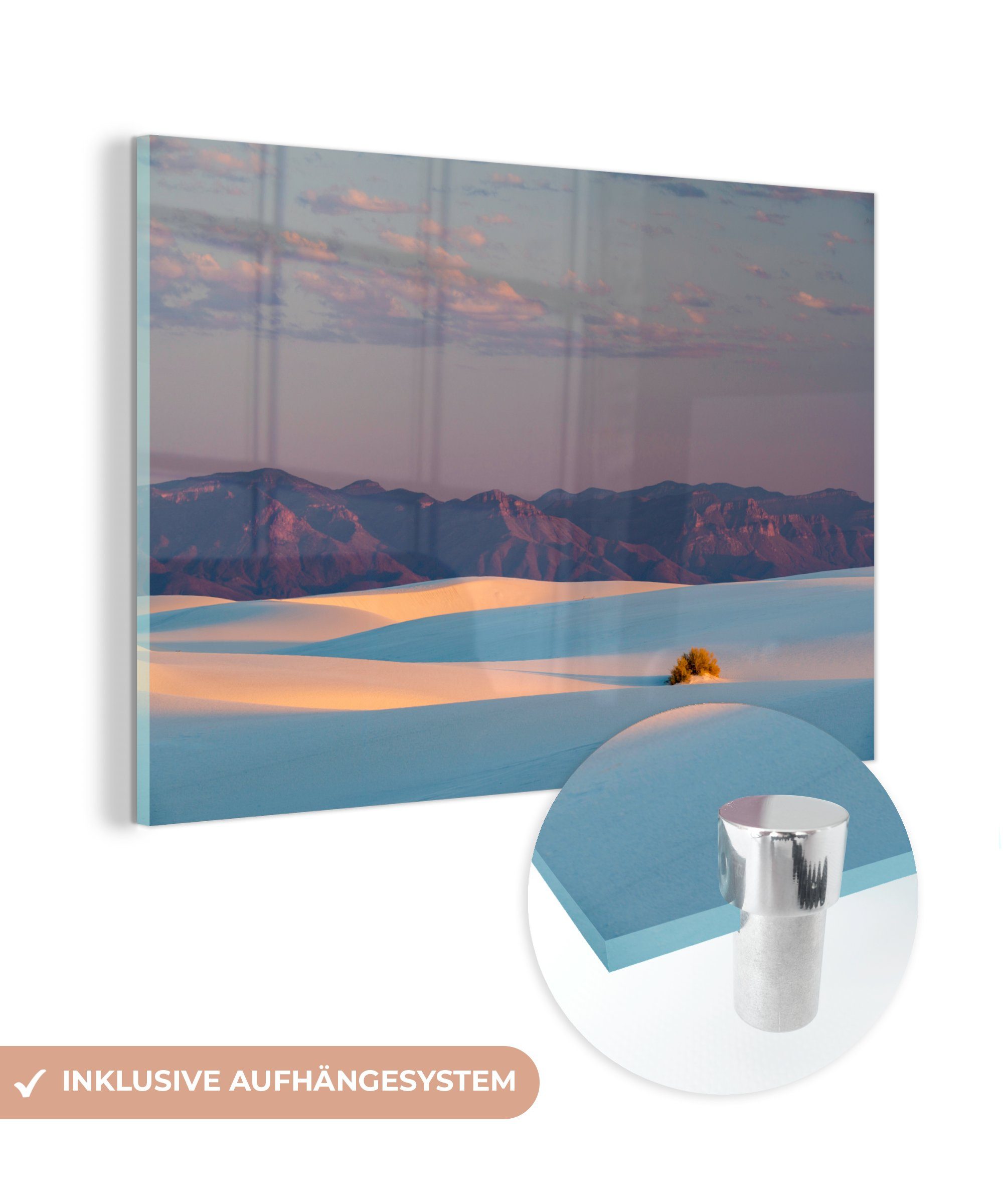 MuchoWow Acrylglasbild Sonnenaufgang Licht auf großen Dünen, (1 St), Acrylglasbilder Wohnzimmer & Schlafzimmer