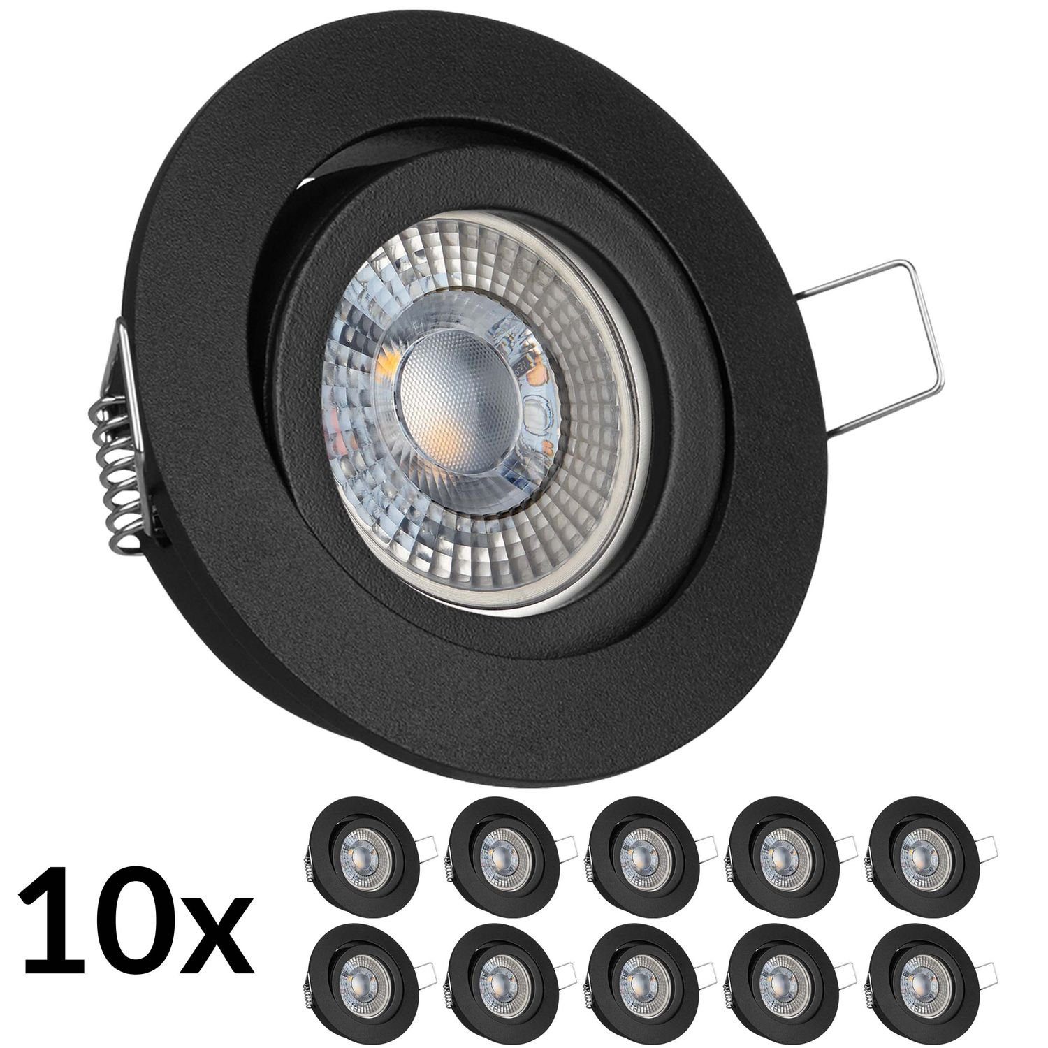 Set in mit Einbaustrahler Einbaustrahler RGB LED 10er LEDANDO LED flach LED extra von schwarz 3W