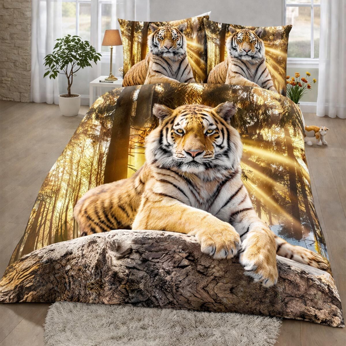 TRAUMSCHLAF Bettwäsche Tiger, Renforce, 2 teilig, herrliches Design in strapazierfähiger Qualität