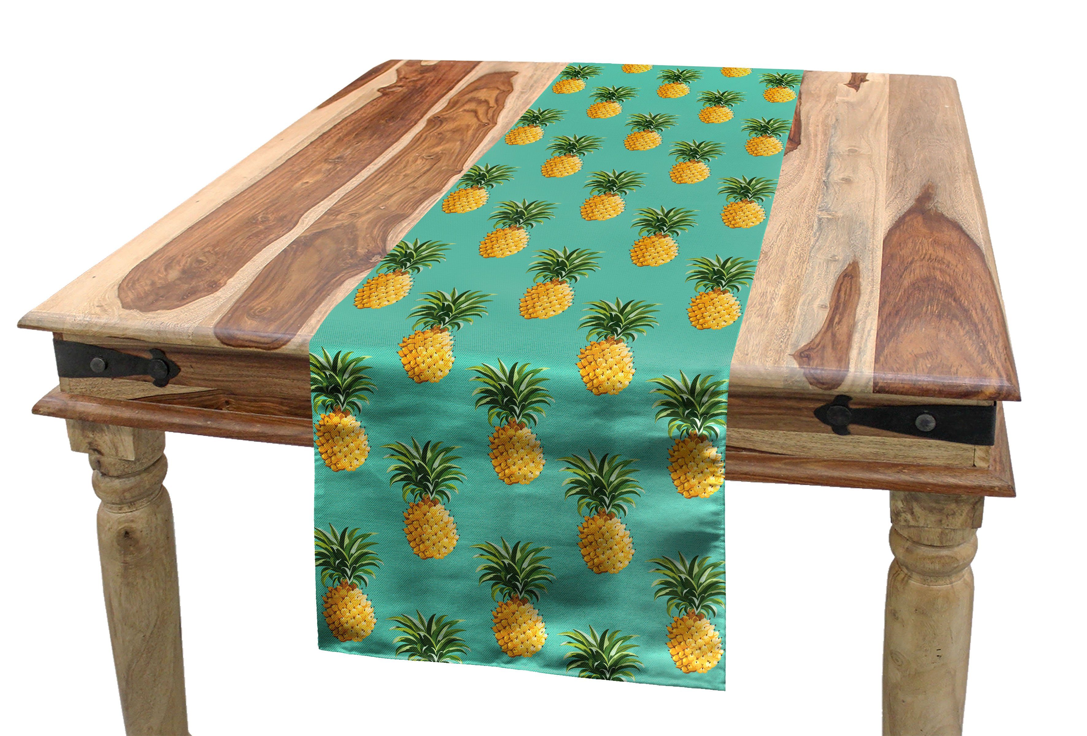 Abakuhaus Tischläufer Esszimmer Küche Rechteckiger Dekorativer Tischläufer, Obst Tropische Ananas-Blätter