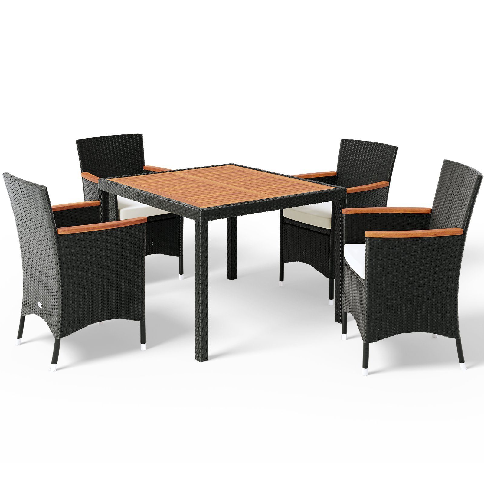 Casaria Sitzgruppe »Akazie«, Poly Rattan Gartenmöbel Set 4 Stapelbare