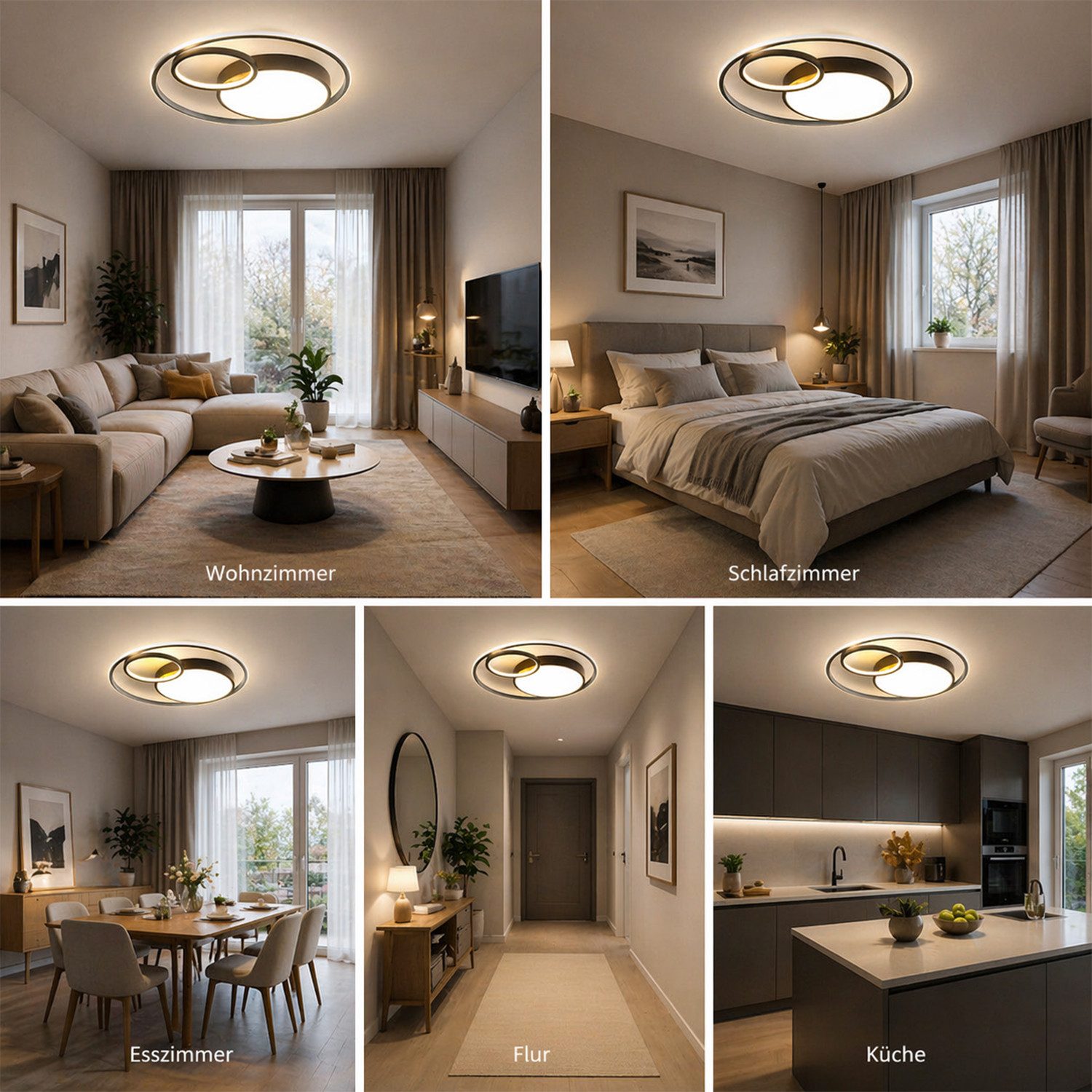 OYLCDI Deckenleuchten LED Deckenlampe Ø53cm,Dimmbar mit Fernbedienung für Wohnzimmer, LED fest integriert, 48W 3000-6500k, Modern Runde Wohnzimmer Schlafzimmer Arbeitszimmer Esszimmer Dekoration Lampen, Mit Speicherfunktion.Lichtfarbe- und Helligkeit einstellbar
