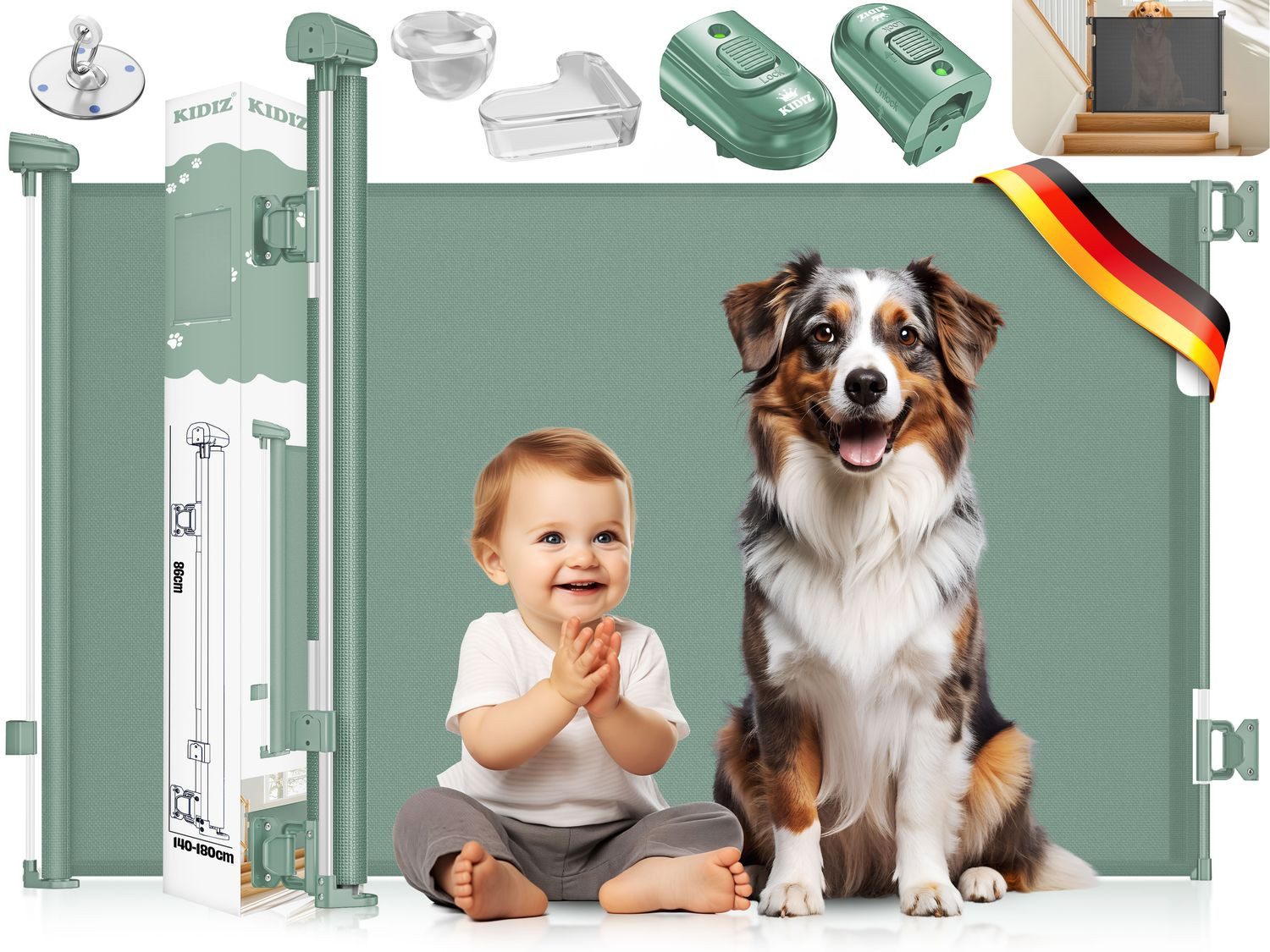 KIDIZ Türschutzgitter Treppenschutzgitter ausziehbar bis 140cm für Kinder, günstig online kaufen