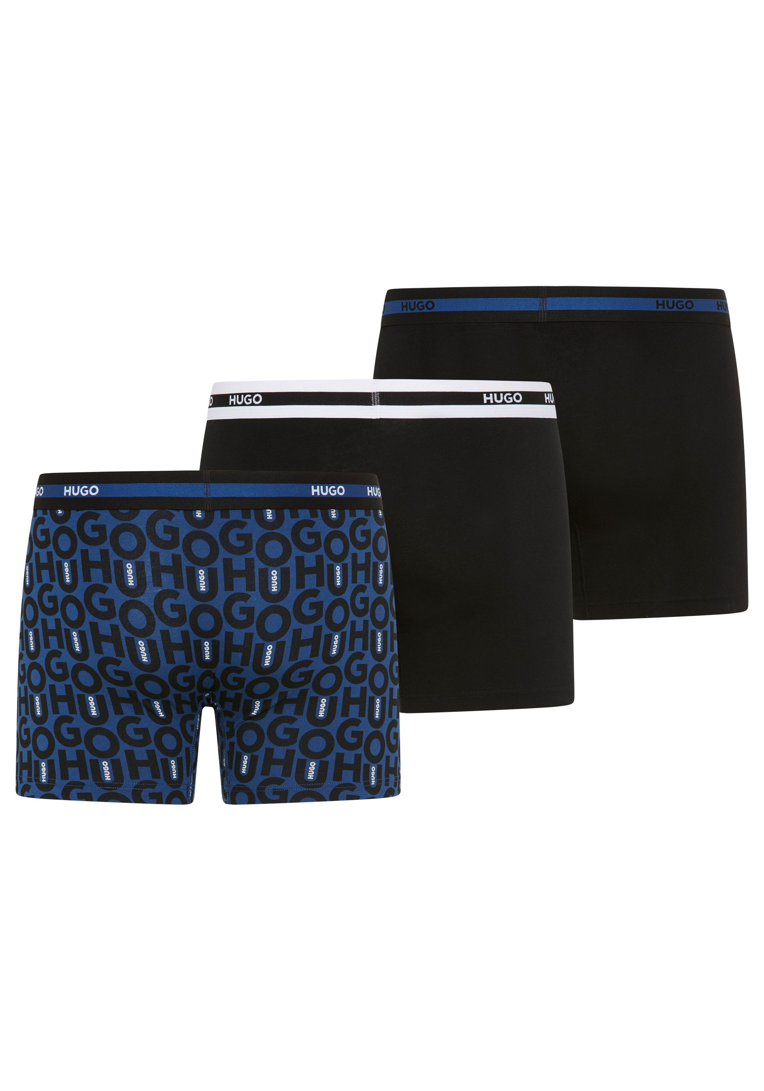HUGO Boxershorts BOXER BR PLANET DES (3-St) elastischer Bund mit Logo, aus Stretch-Baumwolle, enganliegend