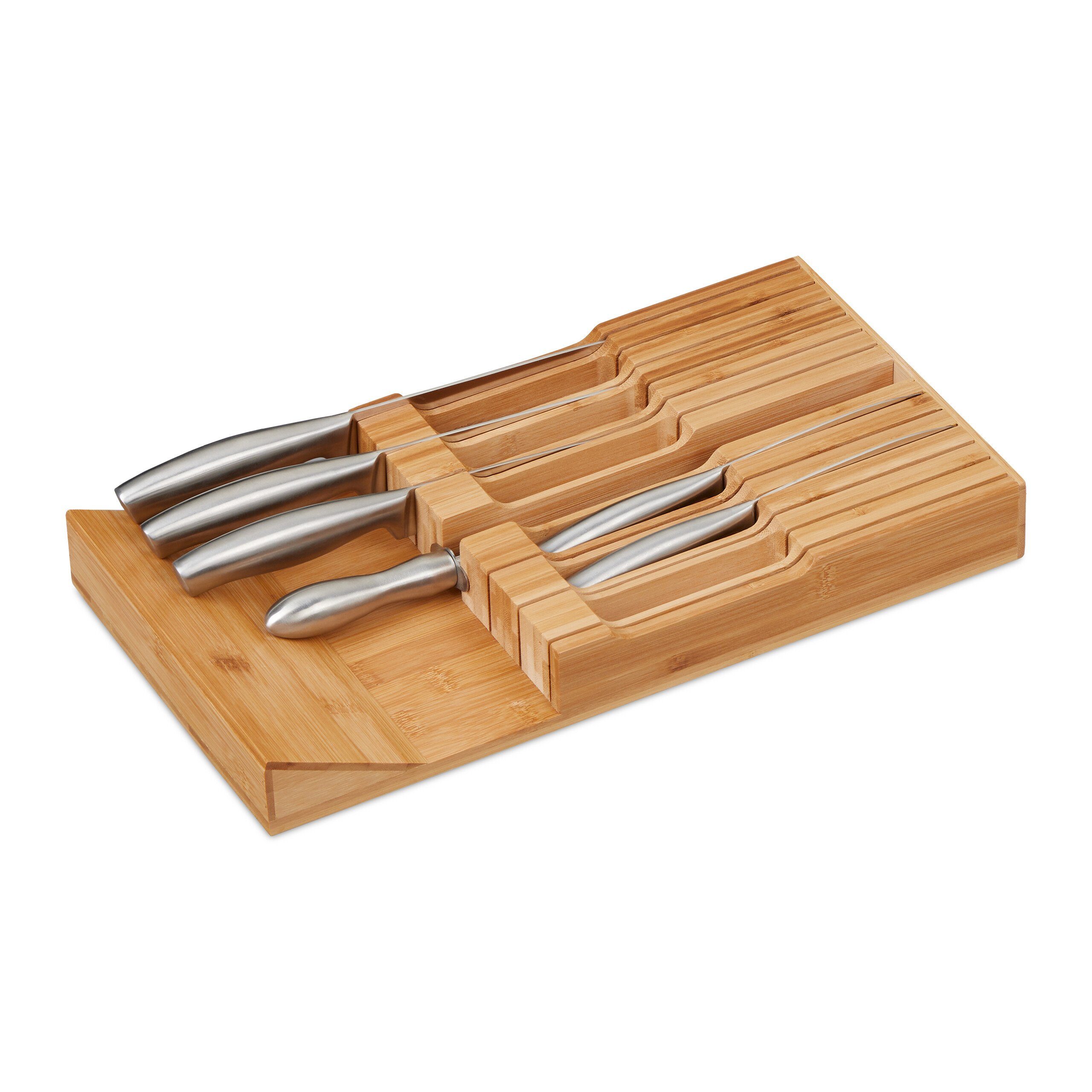 relaxdays Messerblock Messerhalter Schublade für 12 Messer