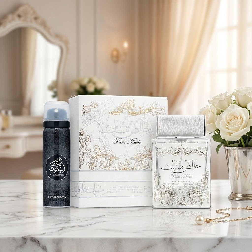 Lattafa Duft-Set Khalis Pure Musk Unisex Duftset EDP 100 ml + Spray 100 ml