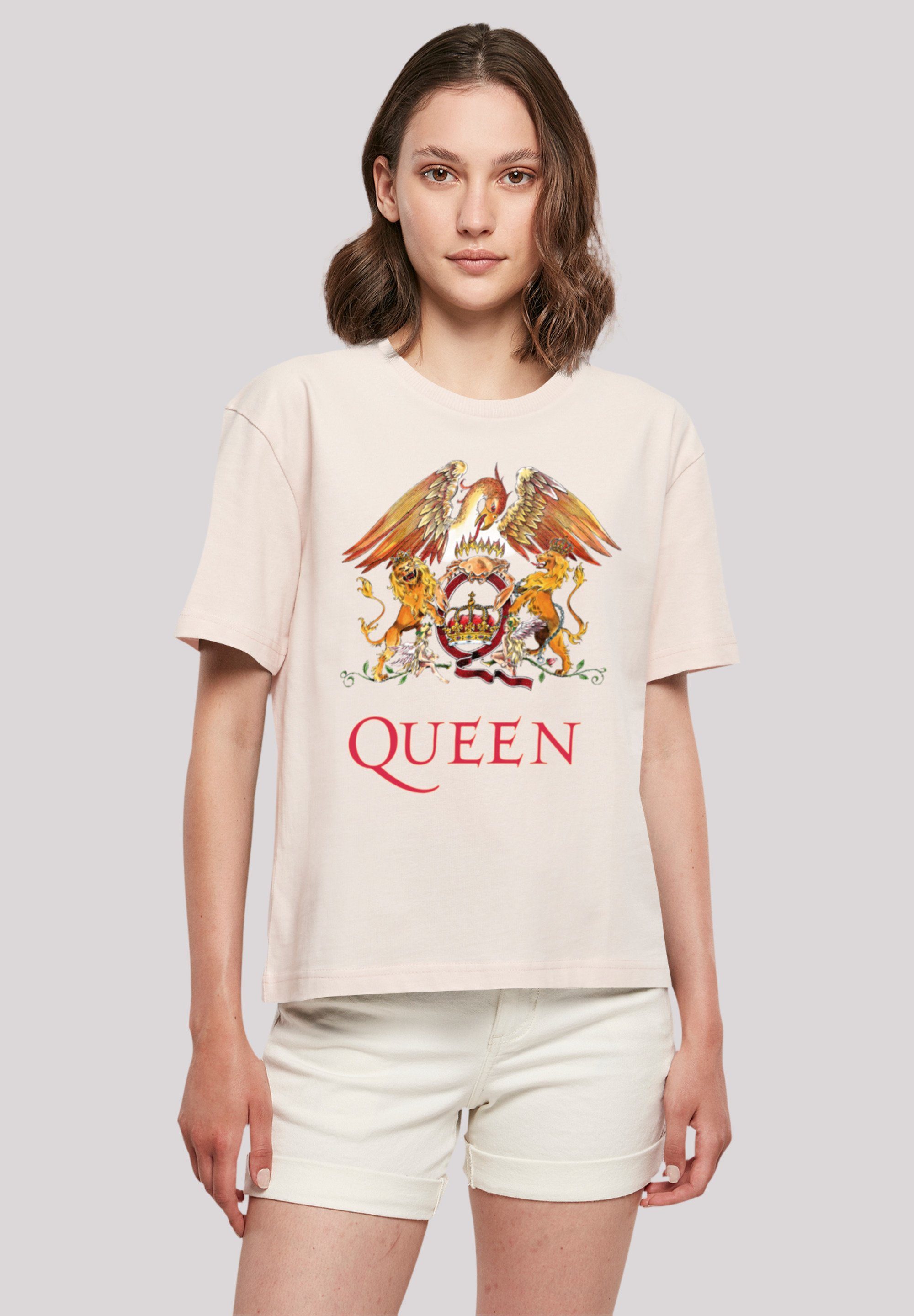 F4NT4STIC T-Shirt Queen Look für Classic stylischen Gerippter Crest Rundhalsausschnitt Print