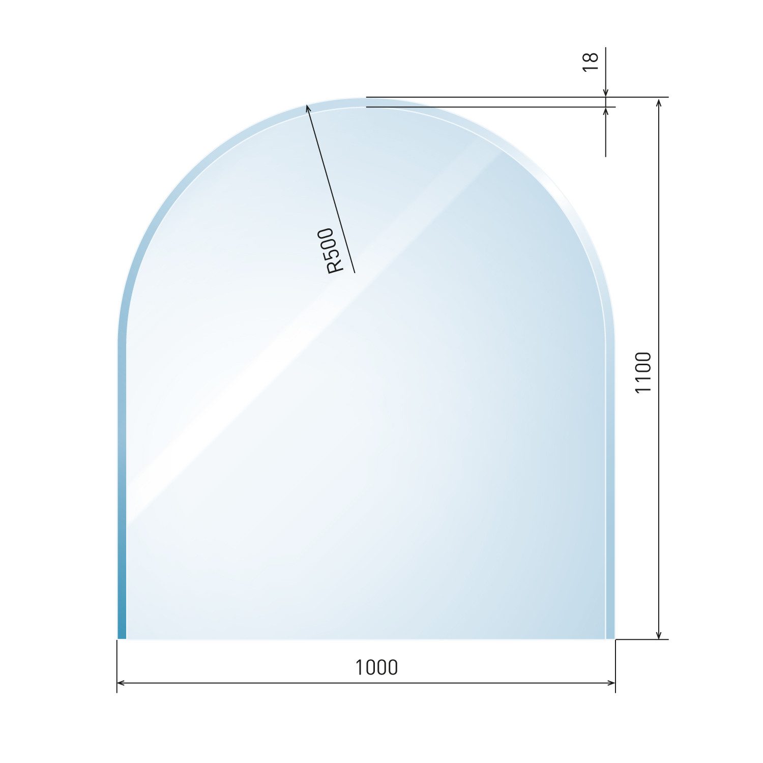 Raik Bodenschutzplatte raik Kamin Glasplatte Zunge 3 mit Facette
