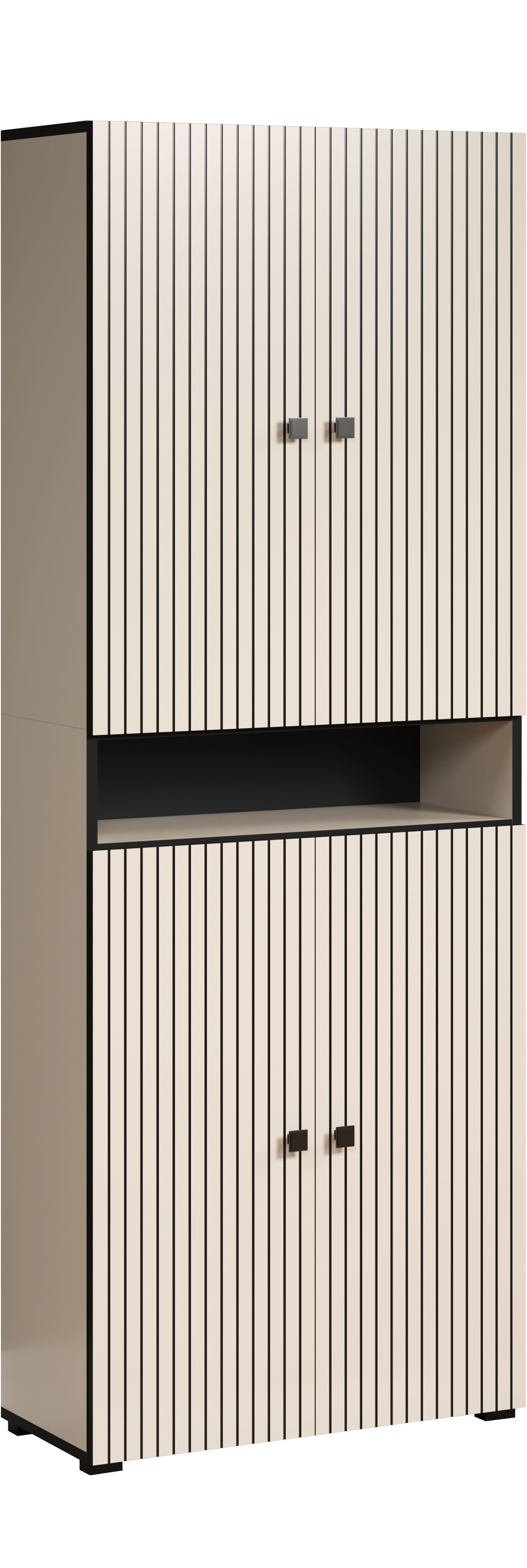 welltime Hochschrank Amrum Breite 40cm, geräumiger Hochschrank Eiche Rillenoptik Badschrank
