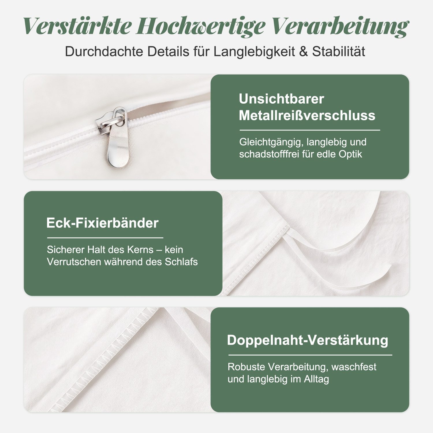Lexzurn Bettwäsche Bettwäsche 135x200/155x220/200x200 bügelfrei Bettbezug Set, 4 teilig, mit Reißverschluss, Polycotton recycelt, sehr weich