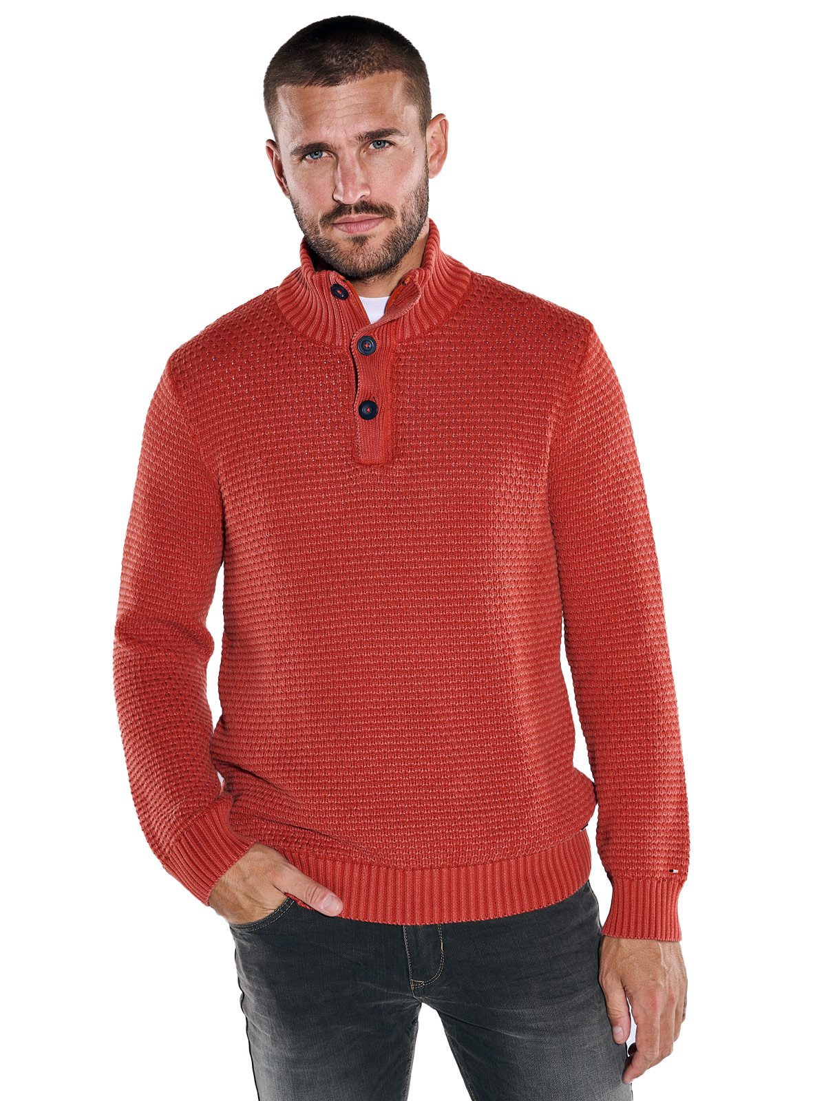emilio adani Stehkragenpullover emilio adani Herren Пуловеры mit Troyerkragen, Dunkelorange