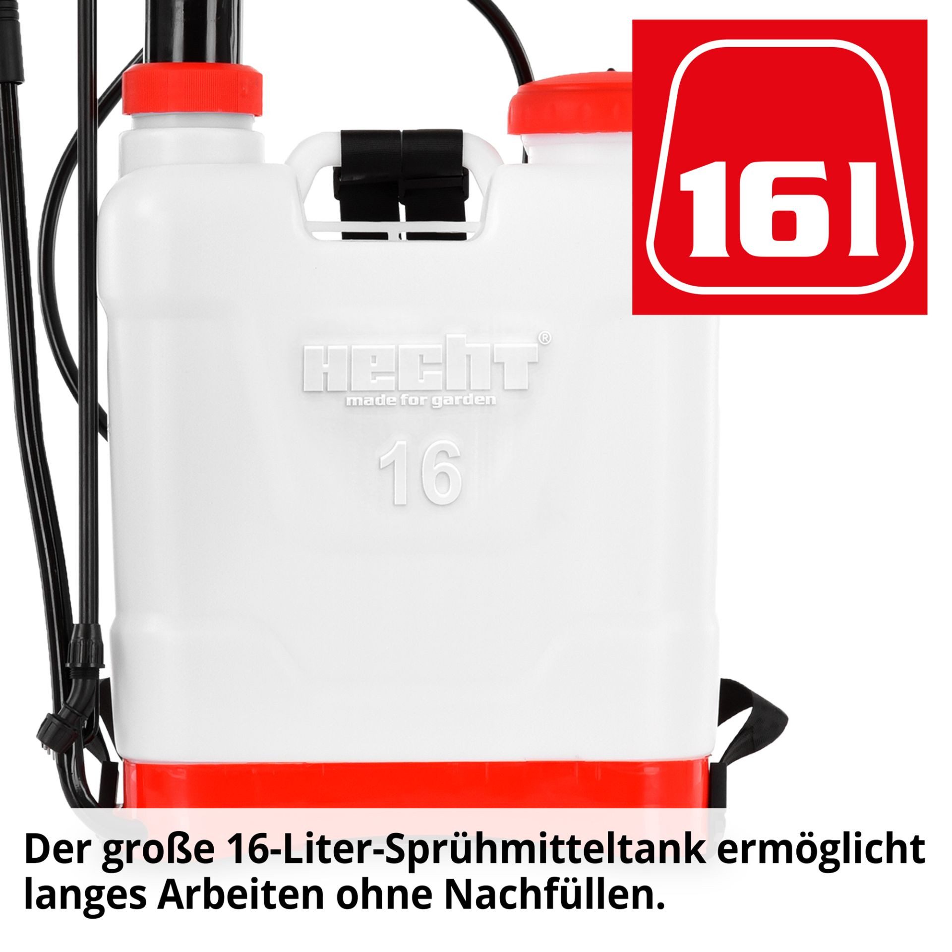 Hecht Drucksprühgerät 4166 Rückenspritze 16 L manuell 710 mm Sprühlanze, (1-tlg), Gartenspritze Unkrautspritze Pflanzenschutz Handpumpe Tragegurt