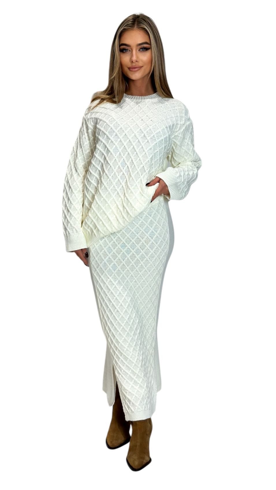 Mississhop Strickkleid Strickset Strickanzug Rock Pullover günstig online kaufen