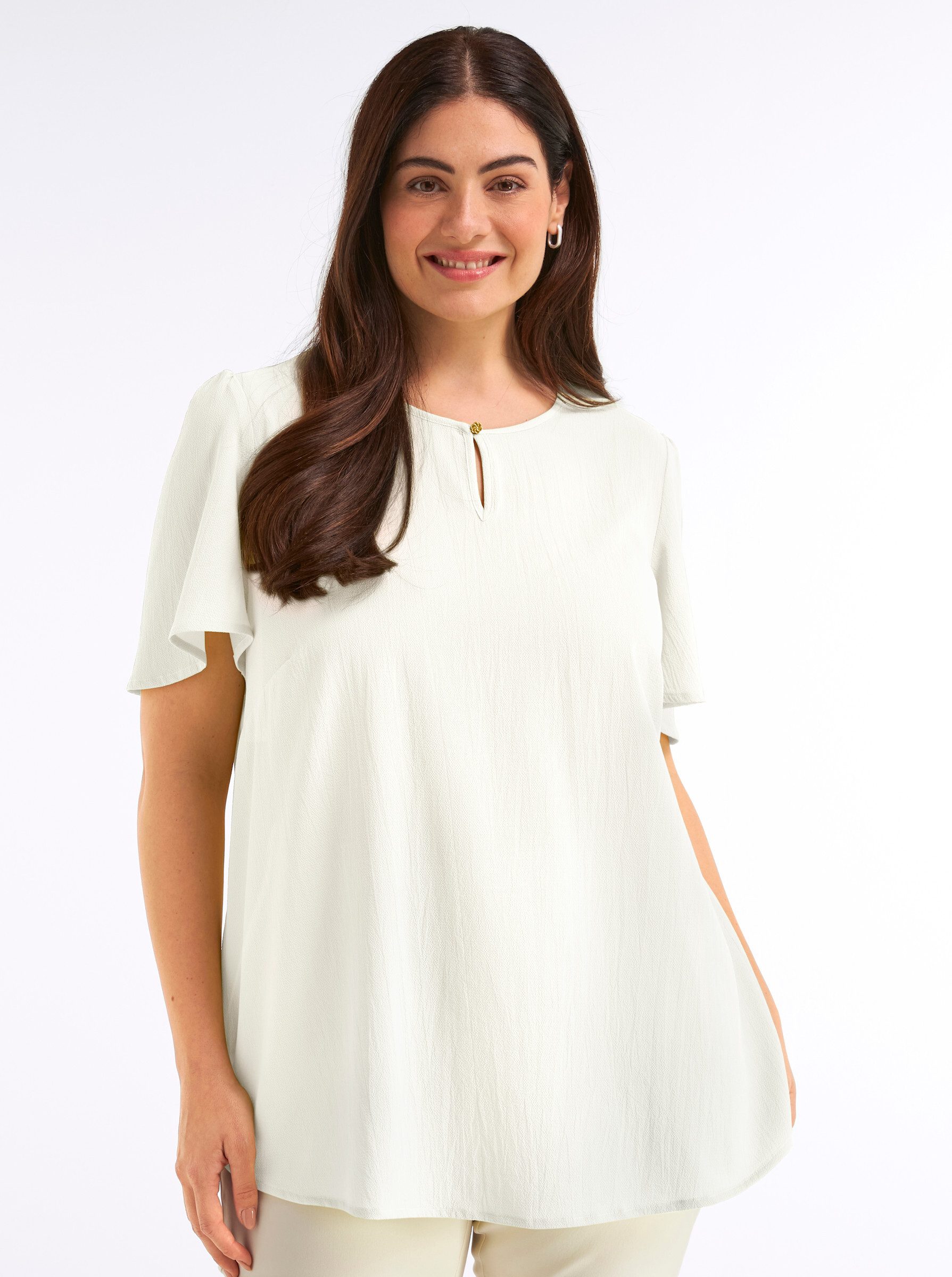 Sheego Klassische Bluse Tunika Kurzarm
