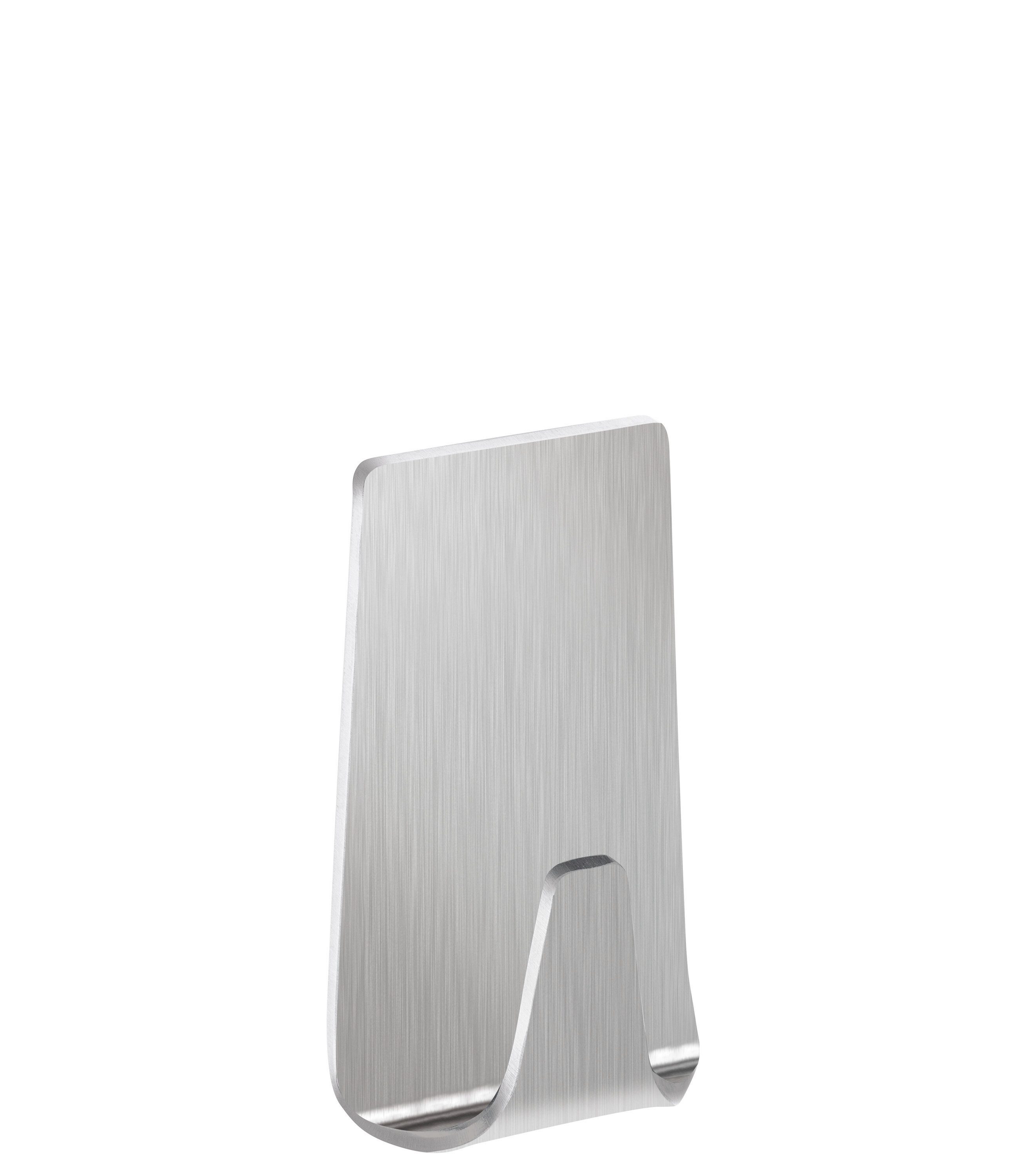 tesa Klebehaken Powerstrips Haken, Dekoration, Waschlappen, Leinwände, Bilder, Girlanden, Lichterketten, Handtücher, (Packung, 2-St., inkl. Klebelösung), Stripes - Haken klein, trapezförmig, Metall - kleben statt bohren