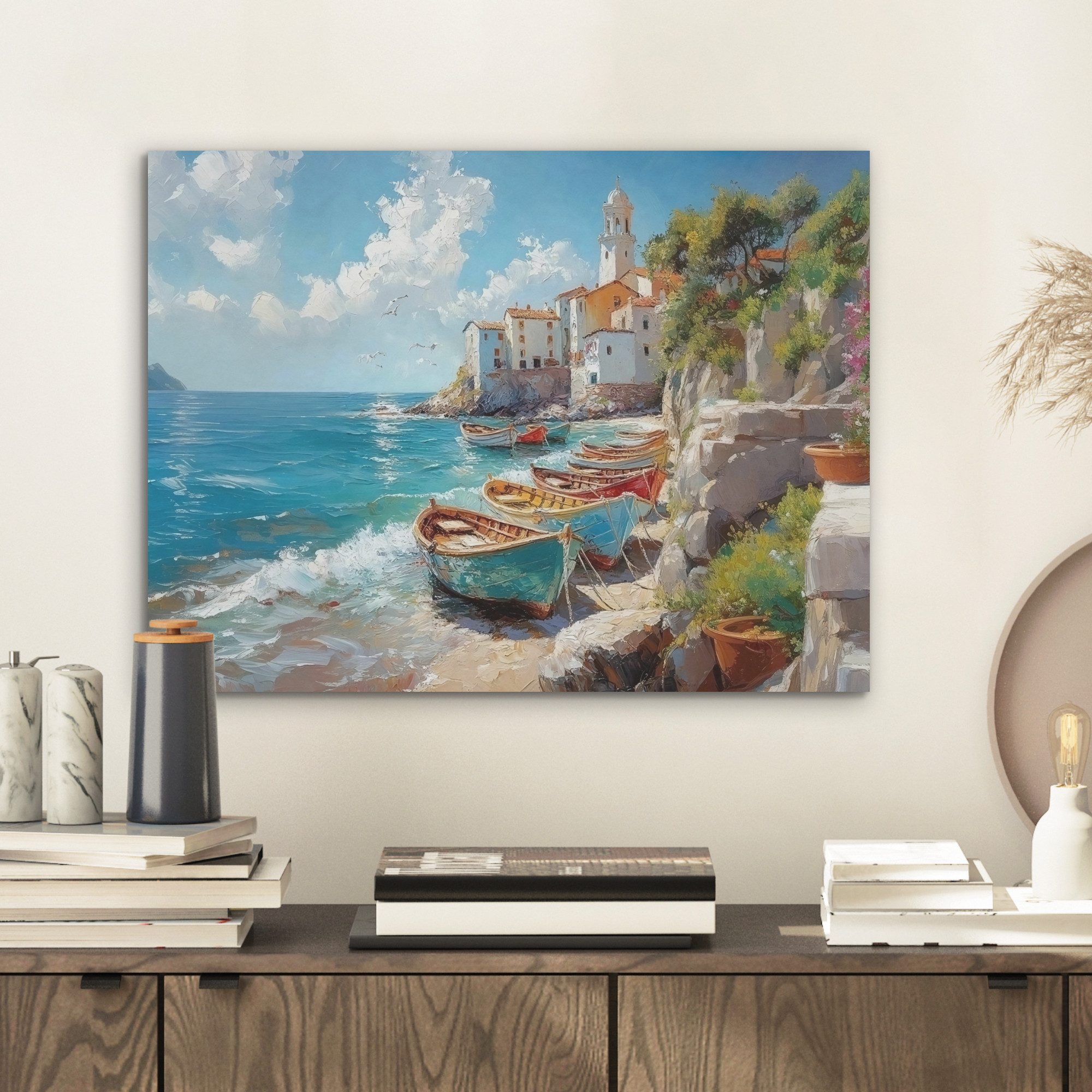 MuchoWow Gemälde Boote - Felsen - günstig online kaufen