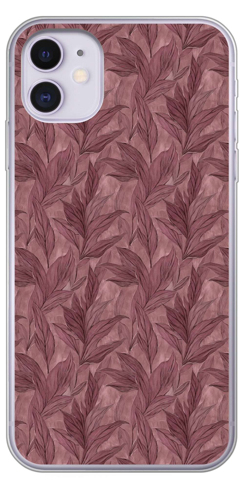 MuchoWow Handyhülle für Apple iPhone 11 Blätter - Muster - Lila, Smartphone-Bumper, Print, Handy Schutzhülle Dünn