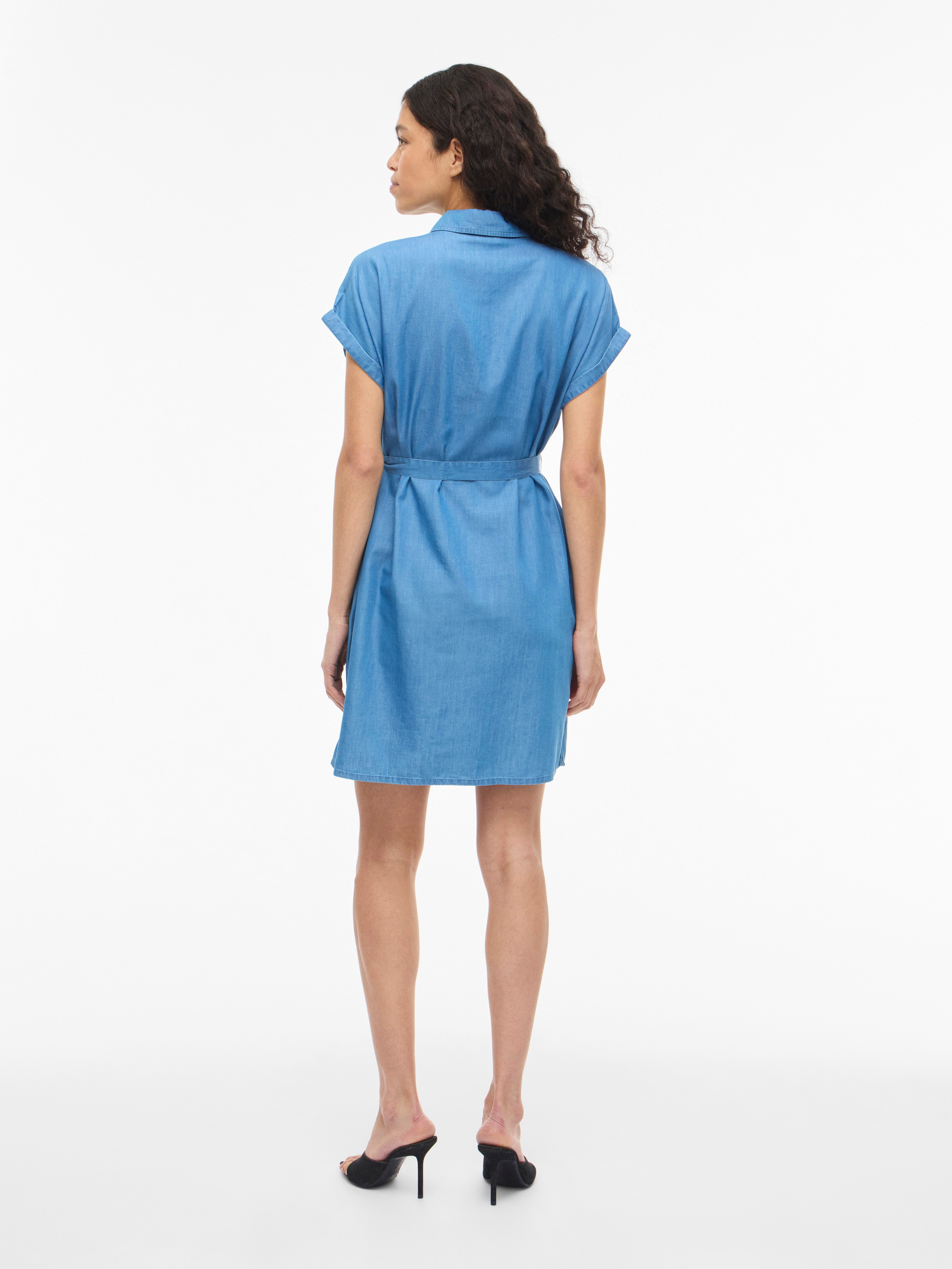 Vila Blusenkleid VINORI S/S SHIRT DRESS - NOOS Sommerkleid, im Denim Look