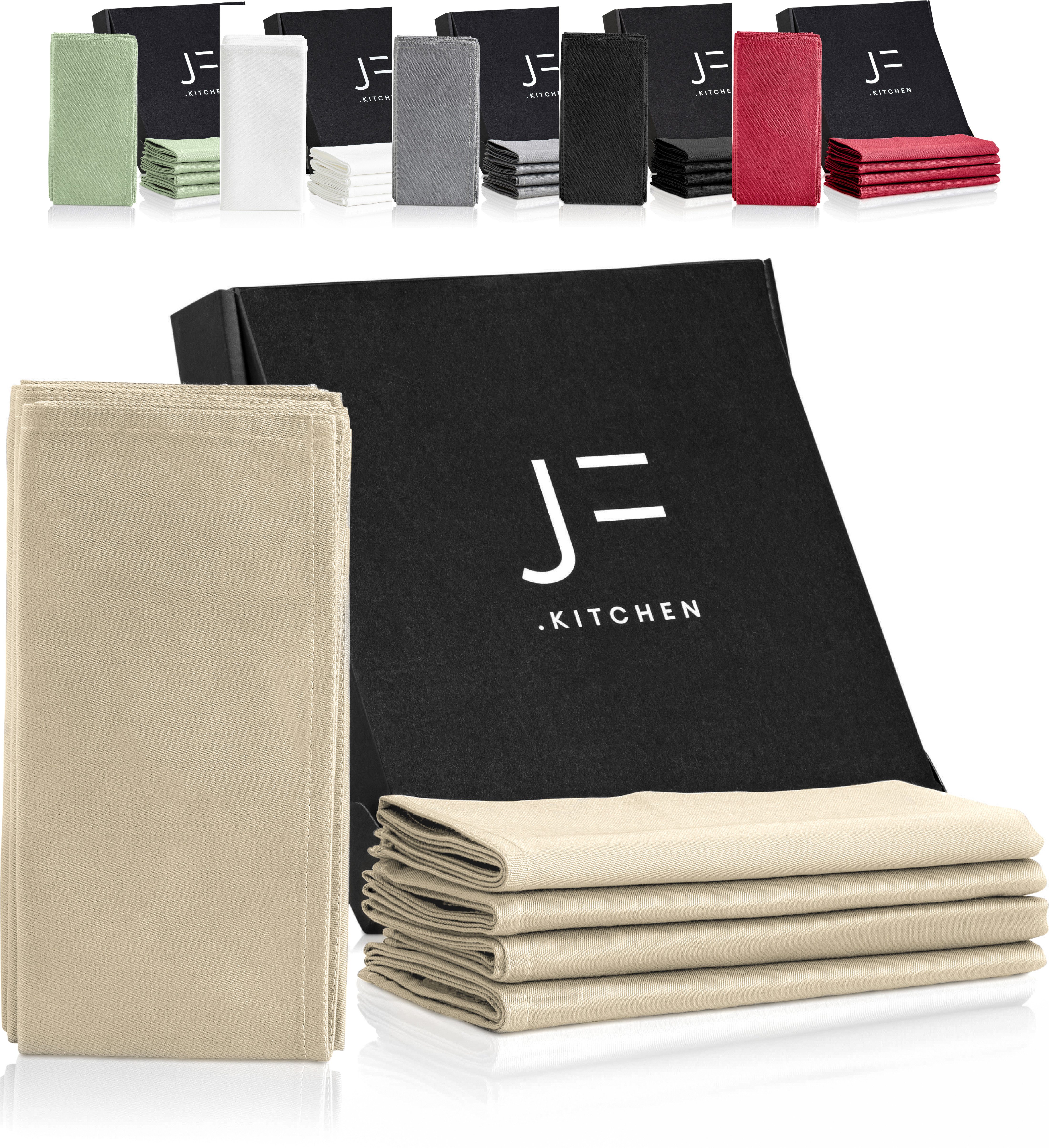 JF.kitchen Stoffserviette 12 Stoffservietten mit Faltanleitung aus extra hochwertiger Baumwolle, (12 St)