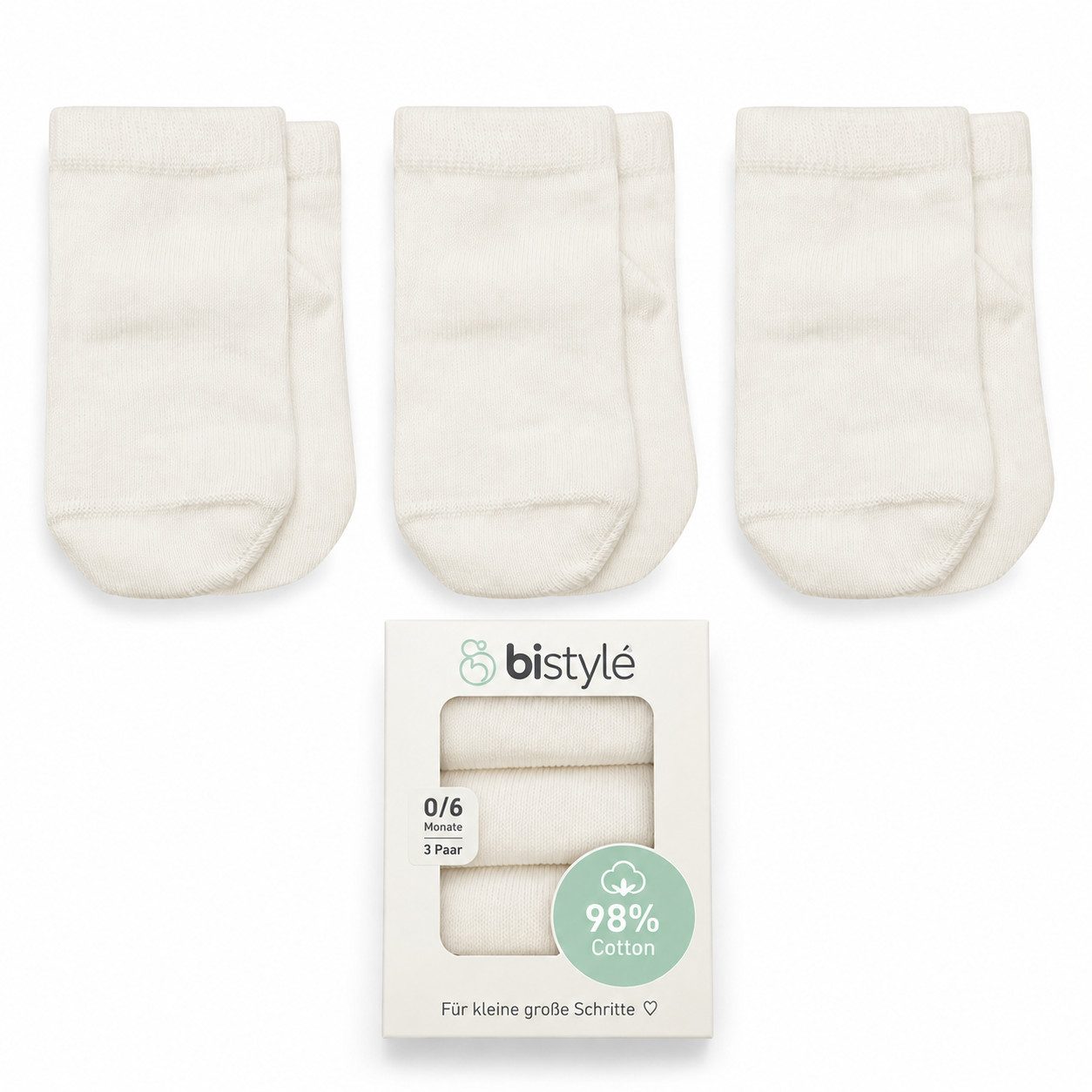 bistyle Feinsocken Baby Socken 3er-Pack, 98 % Bio-Baumwolle, Weich & hautfreundlich (3-Paar)