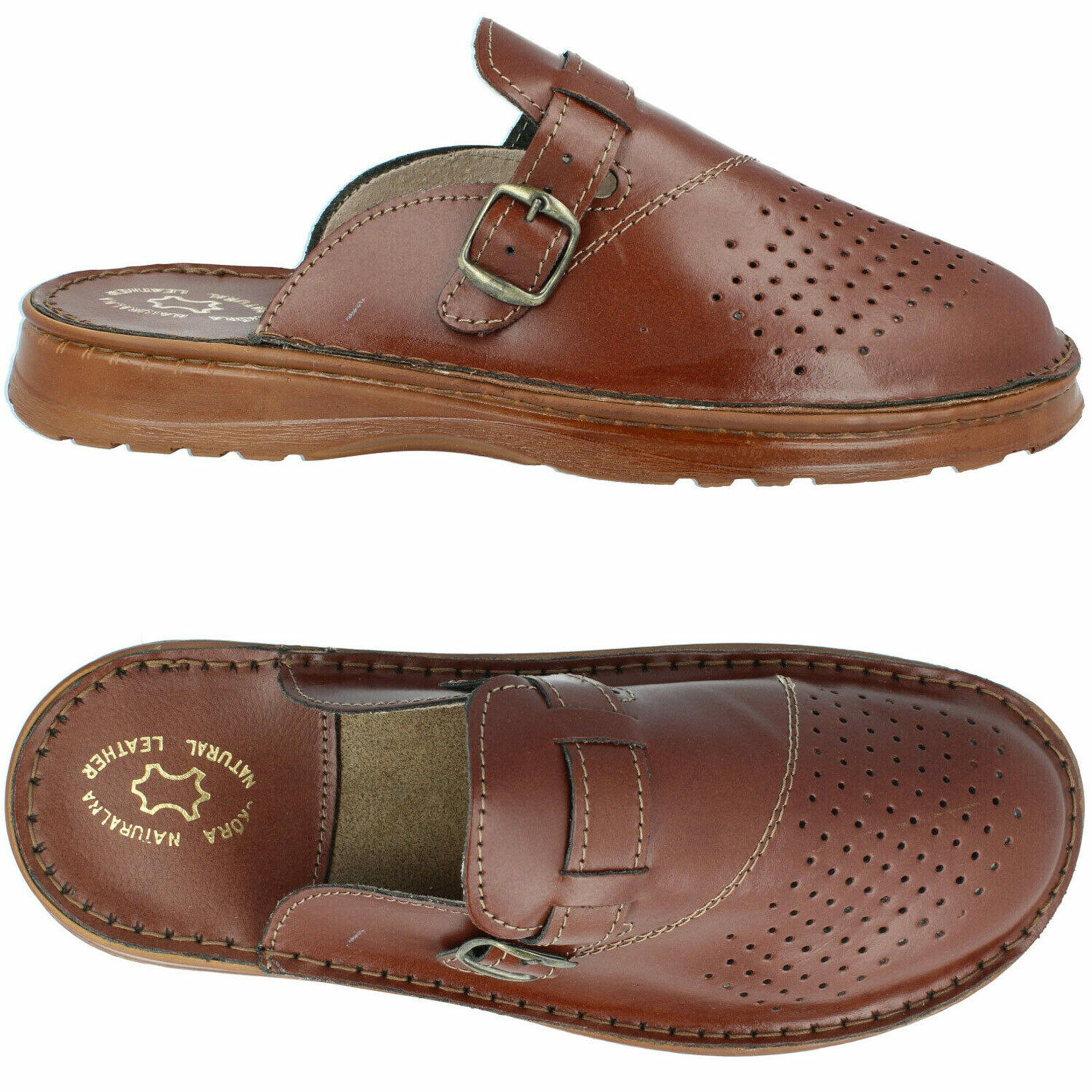 Cloque Leder-Clogs Sandalen für Herren Clog braun