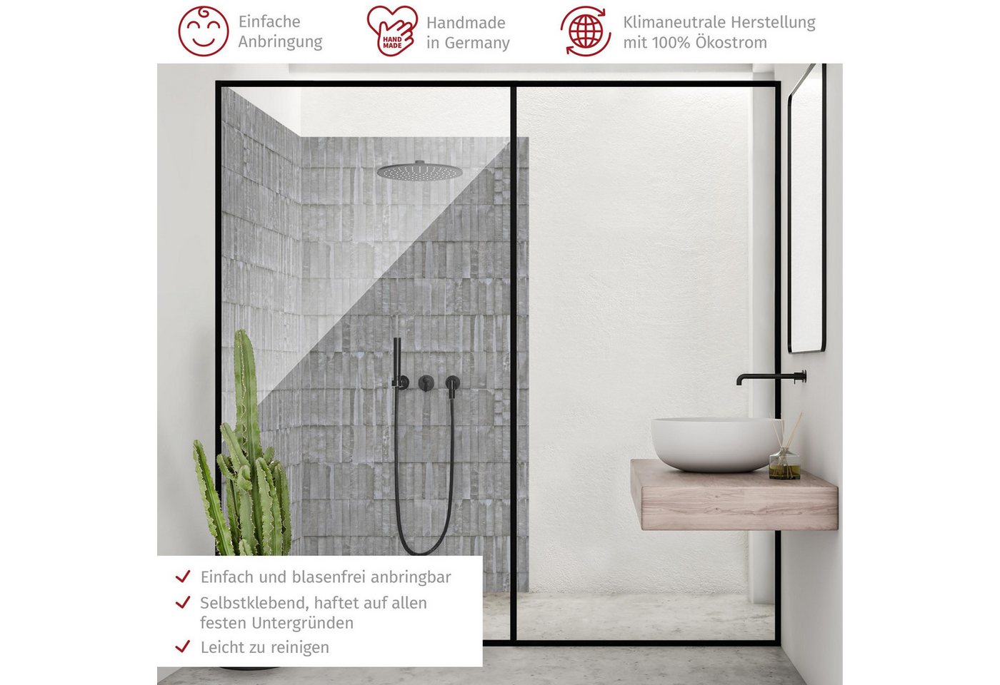 Thumbnail - Bilderdepot24 Badrückwand Betonoptik grau Duschrückwand ohne Bohren Dusche Steinwand, (2-tlg., Hart-Folie Smart matt 0,3...