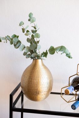 LaLe Living Dekovase Blumenvase Damla in Gold, Ø21 cm (bestehend aus 1 x Vase), aus Aluminium