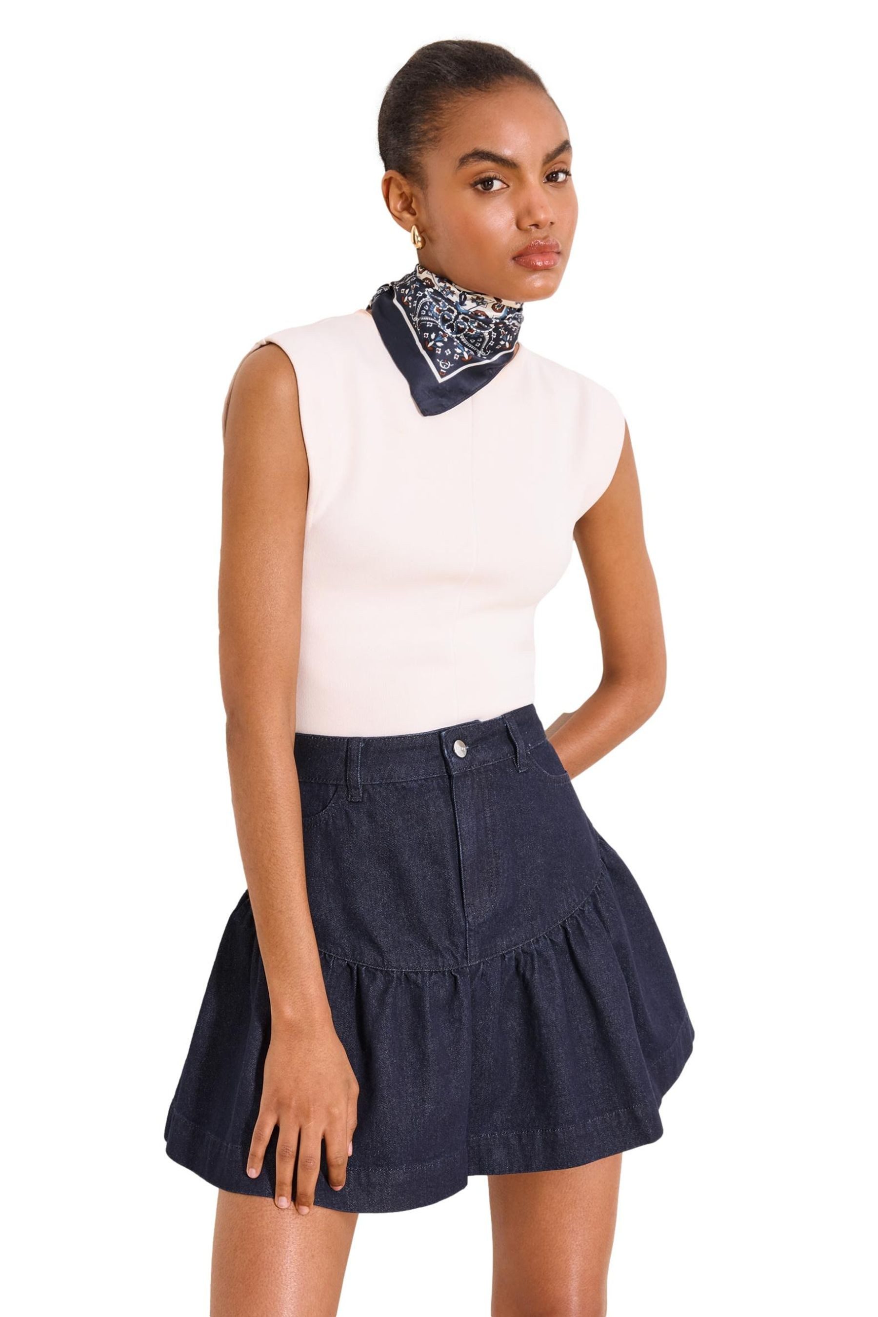 LIPSY Minirock Lipsy ausgestellter Denim-Minirock (1-tlg)