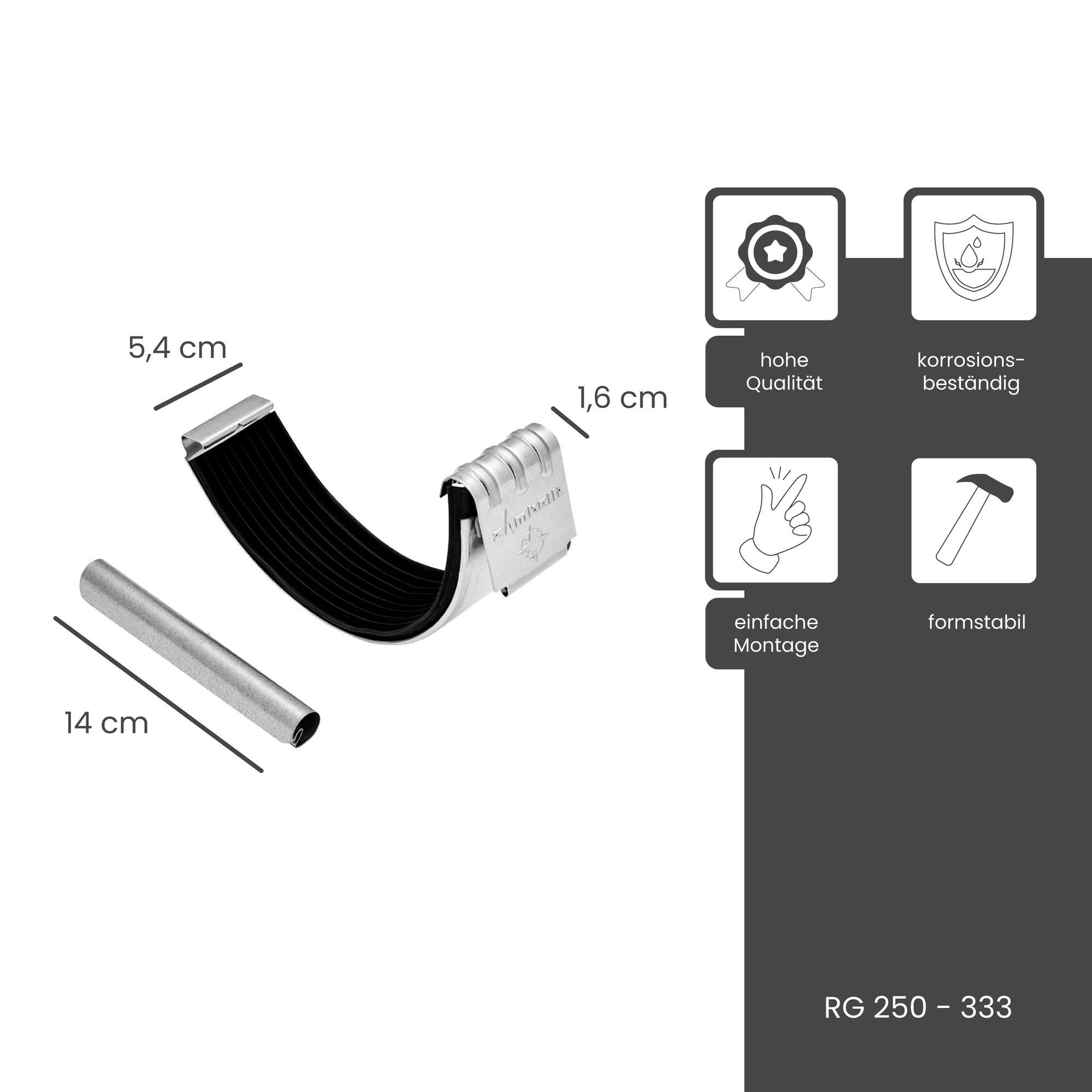 Zambelli Dachrinne, Rinnenverbinder verzinkt inkl. Wulstverbinder 250/8 teilig Silber, 1-St., Dachrinnenverbinder für Dachrinne halbrund, Montage ohne löten