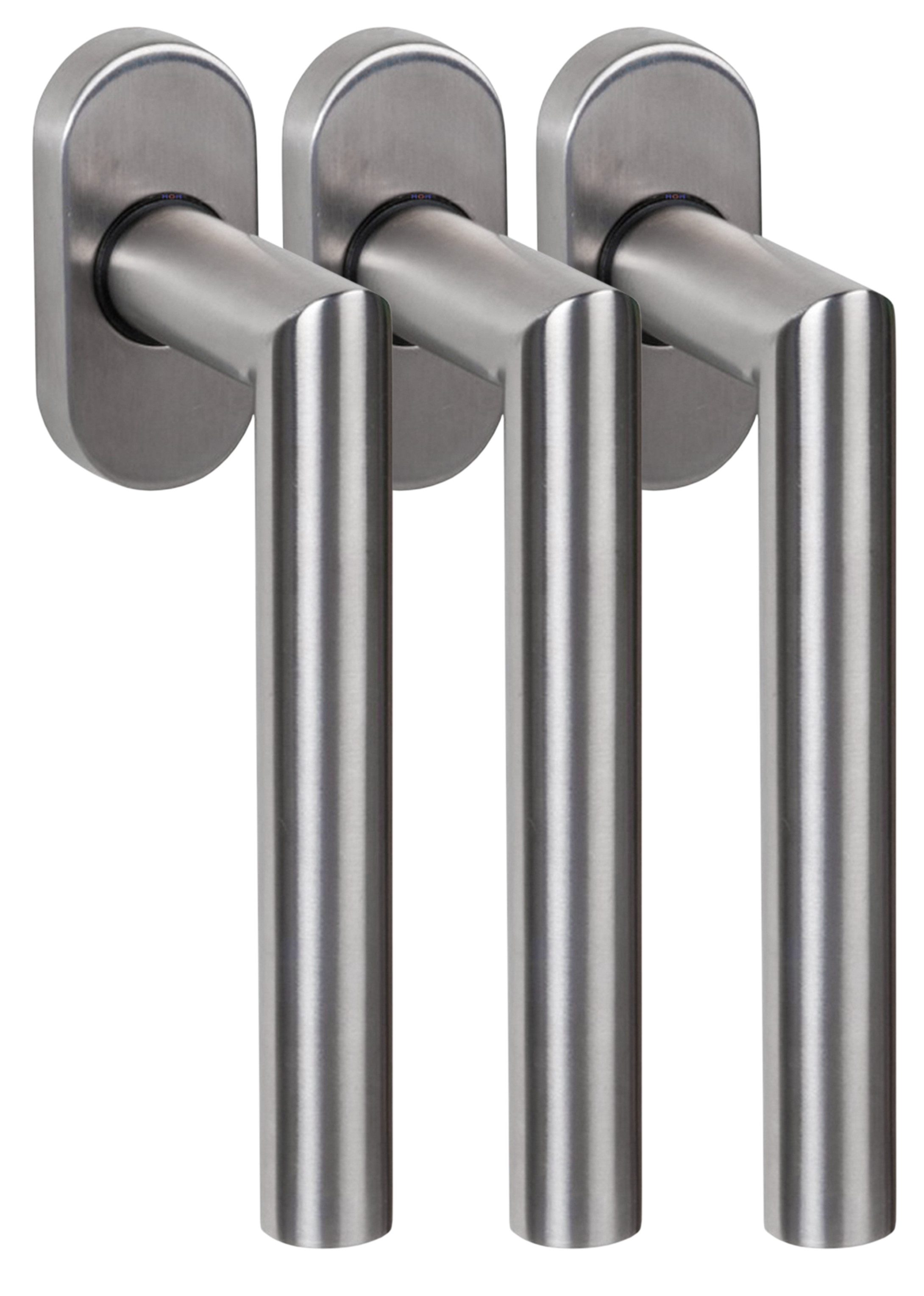 Fenstergriff Edelstahl Fenstergriff Set FG 4 L-Form 3 Stück Fensterbeschlag V2A, 3 x Fenstergriff FG-4, L: 13 cm, rostfreies Material