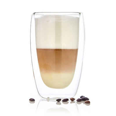 Bambuswald Thermoglas »Kaffeeglas 400 ml Thermoglas handgemacht Borosilikatglas«, Borosilikatglas