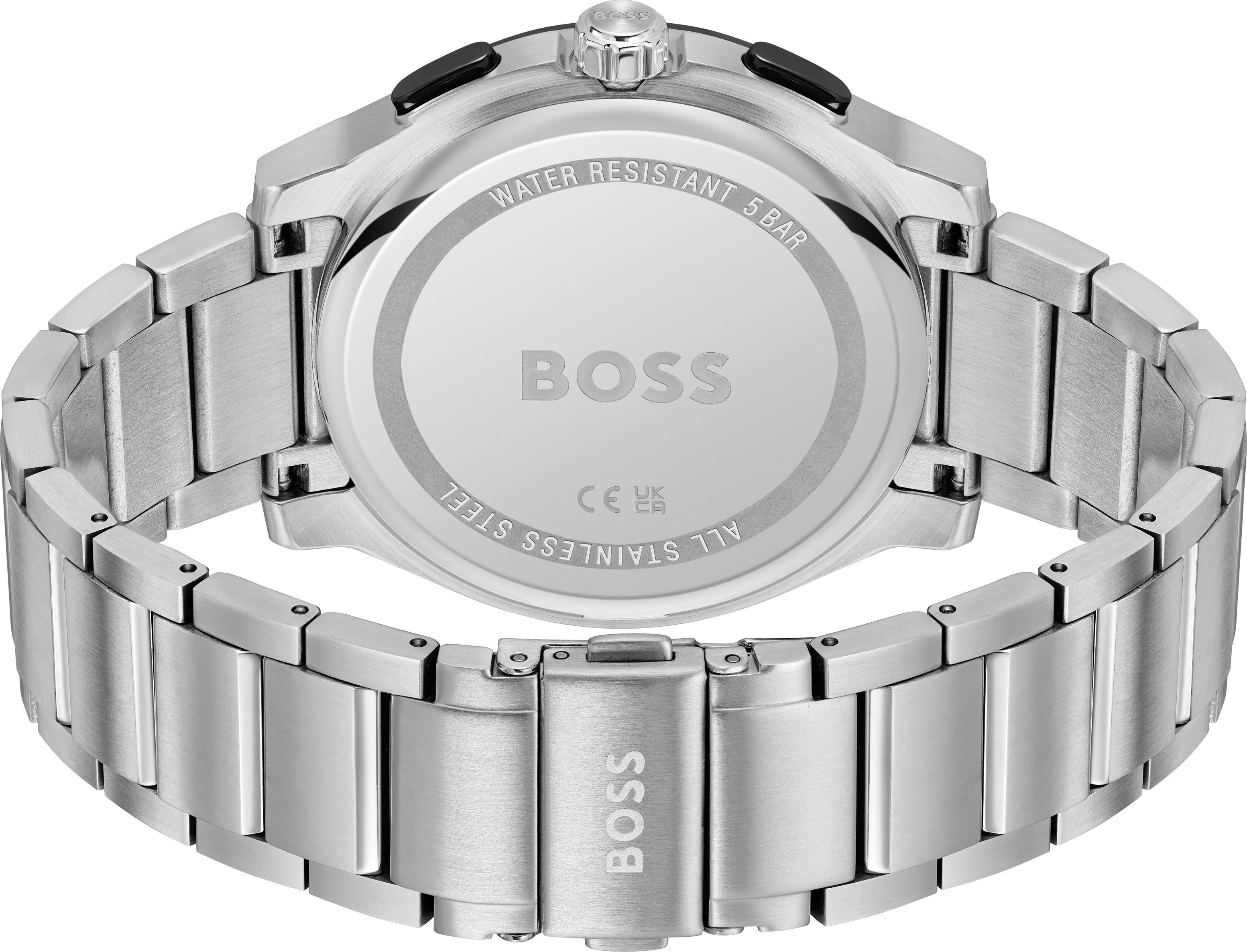 BOSS Chronograph PEAK 2.0 1514189, Quarzuhr, Armbanduhr, Herrenuhr, Edelstahlarmband, analog, Tag