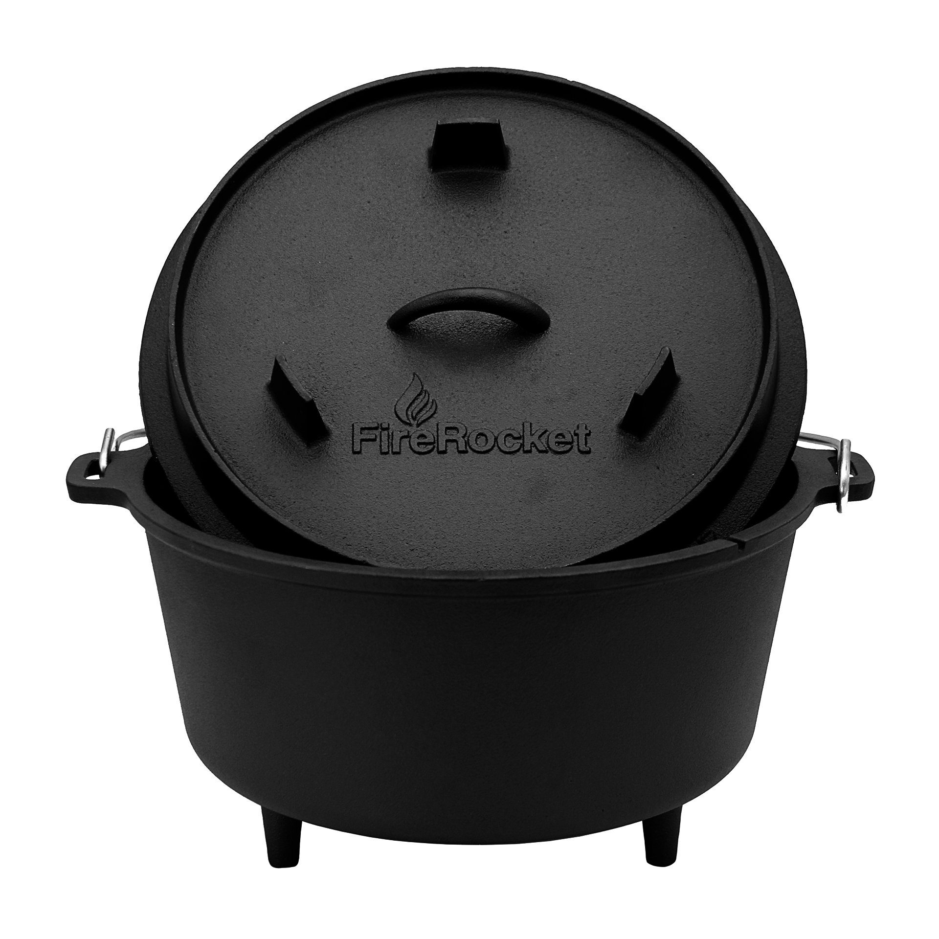 FireRocket Grilltopf Dutch Oven 9qt 8,5L Dreibein Premium Gusseisen, (Dutch Oven)