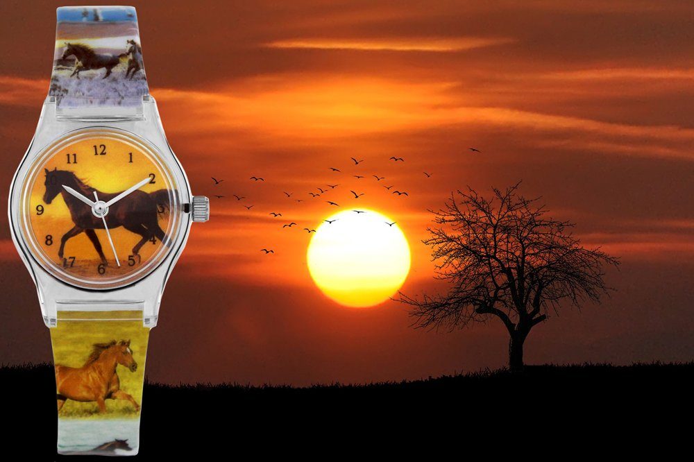 Quarzuhr Kunststoffarmband, Time Armbanduhr mehrfarbig Versand Pacific Kinder Gratis Pferd