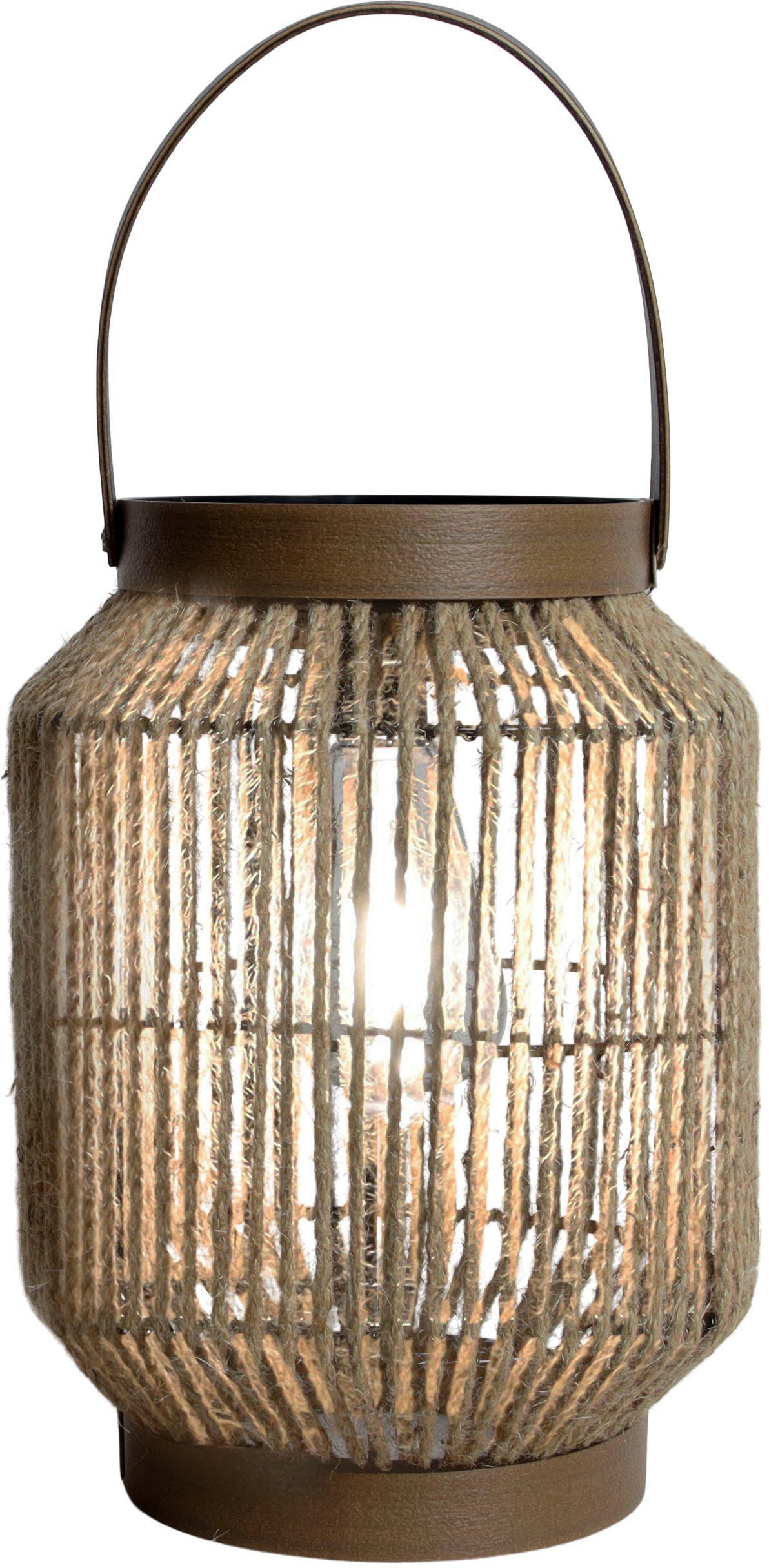 näve LED Solarleuchte Korbinian, LED fest integriert, Warmweiß, Schnurbespannung, inkl. Lichtbulb mit LED, warmweißes Licht, H: 30cm