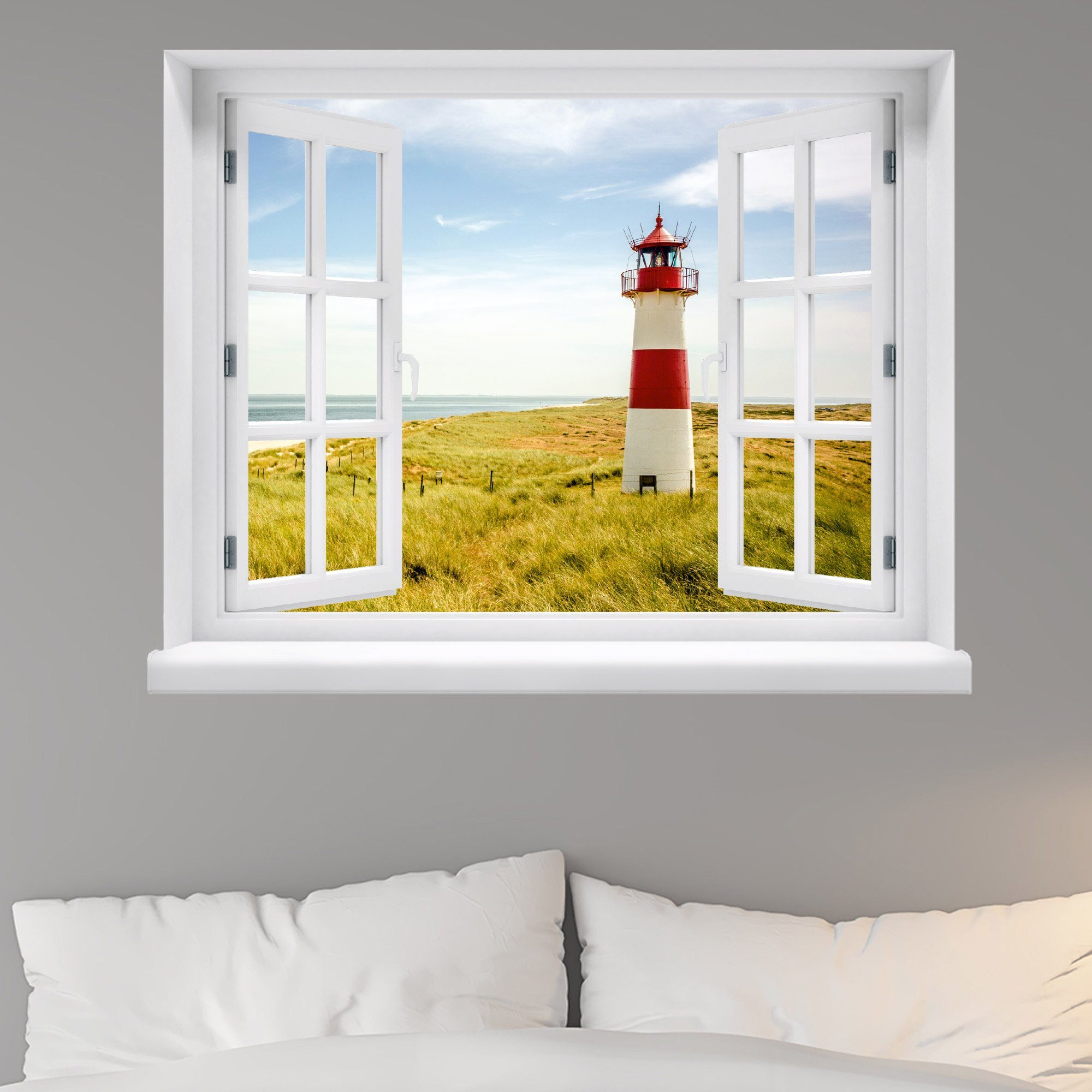 WallSpirit Wandsticker "Fensterblick mit Aussicht", Selbstklebend, rückstandslos abziehbar