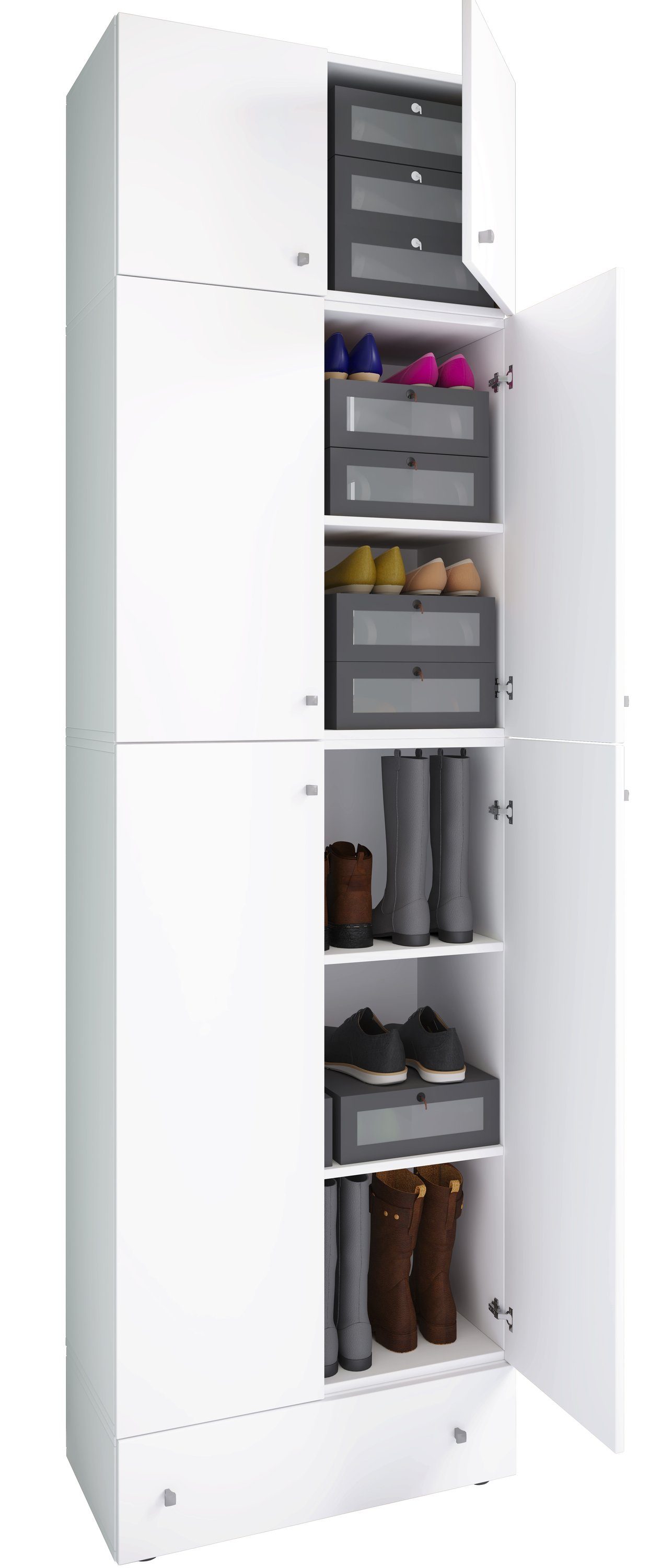 VCM Schuhschrank Lona XXL B. 70 x T. 39 x H. 240 cm Platz für mehrere Paar Schuhe übersichtlich sortiert, in der Diele