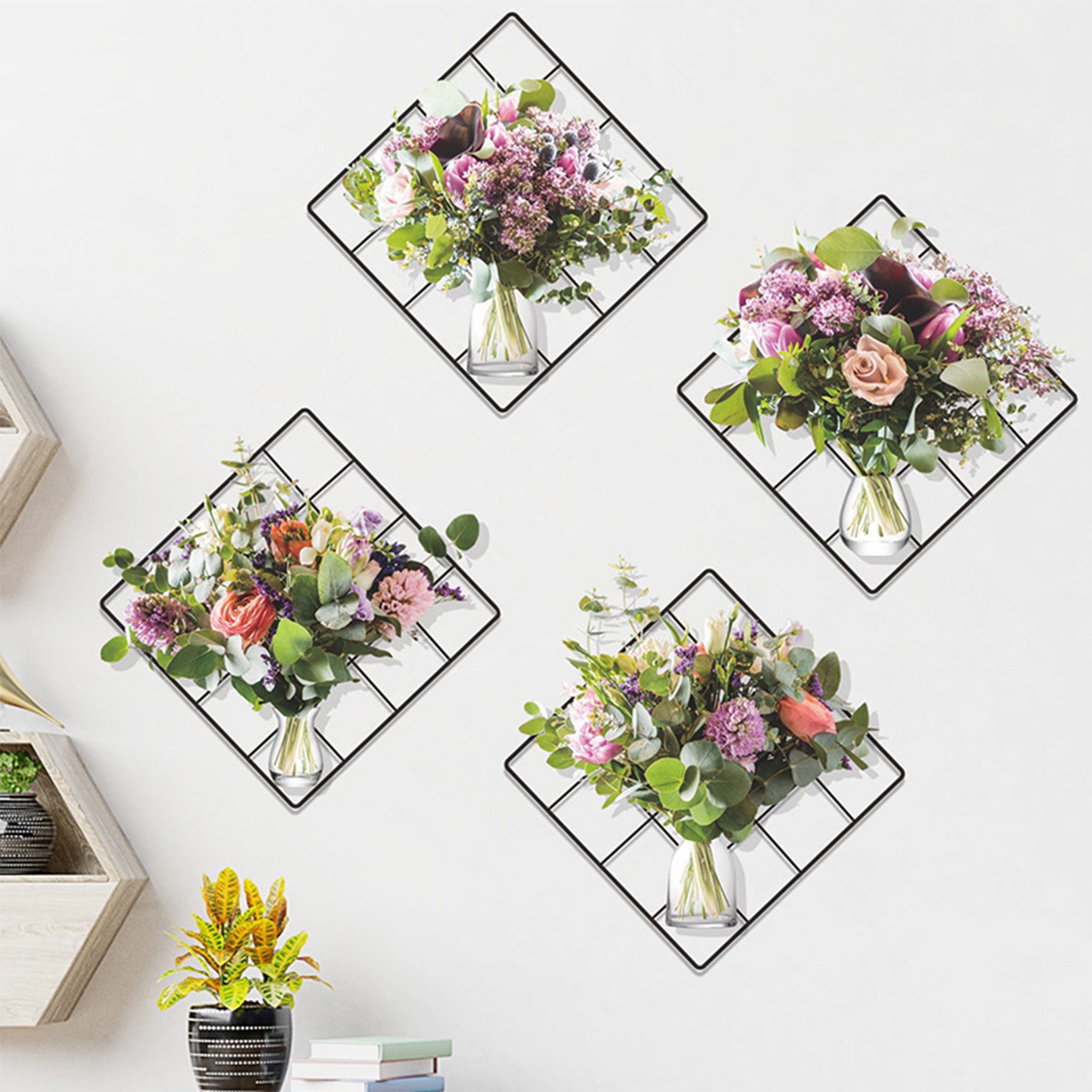 KINSI 3D-Wandtattoo Pflanzen Wandaufkleber Set - Grüne Blumenranken & Vase, günstig online kaufen