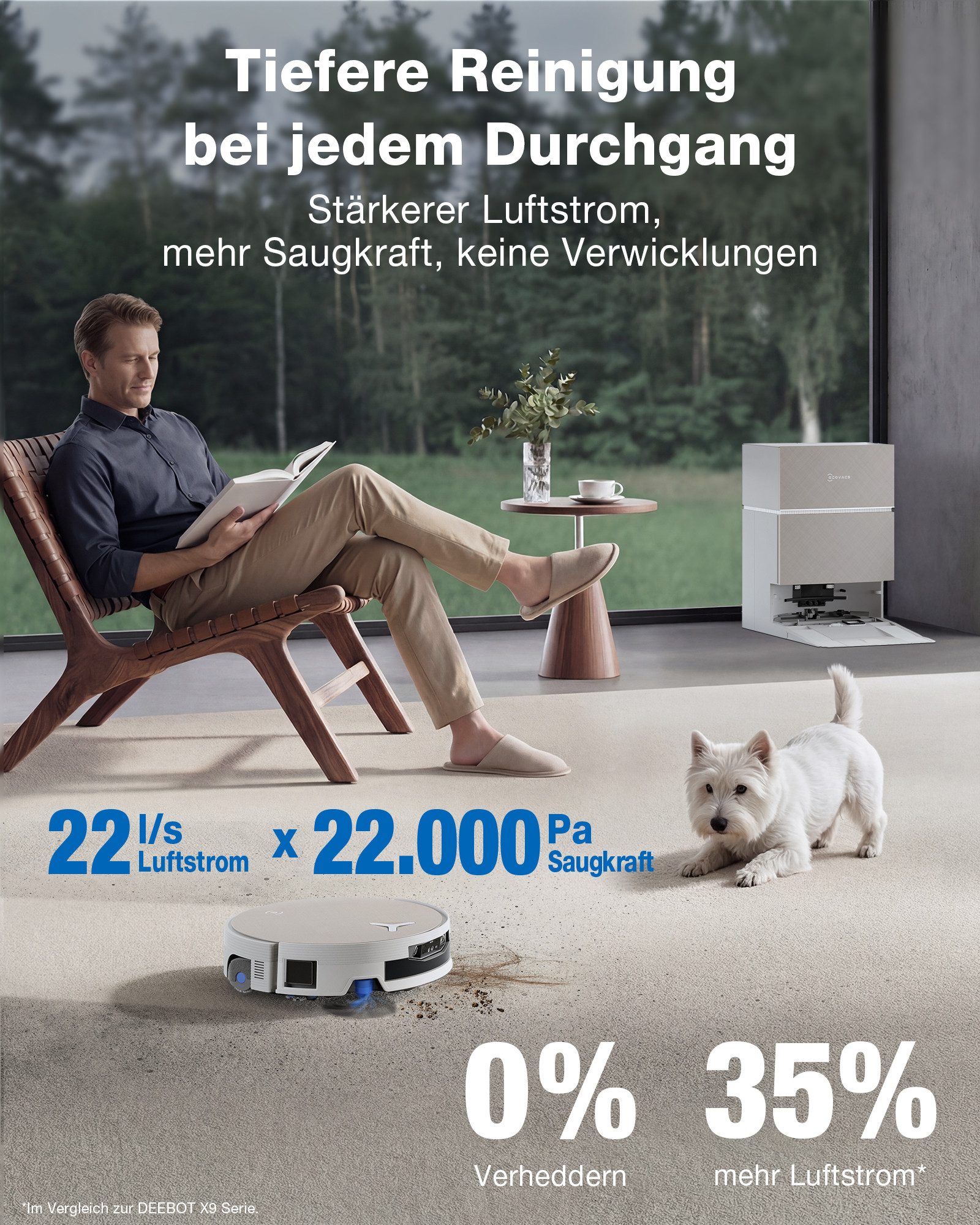 ECOVACS Saugroboter DEEBOT X12 PRO OMNI, 110 W, beutellos, FocusJet Fleckentechnologie, 22.000 Pa Saugleistung
