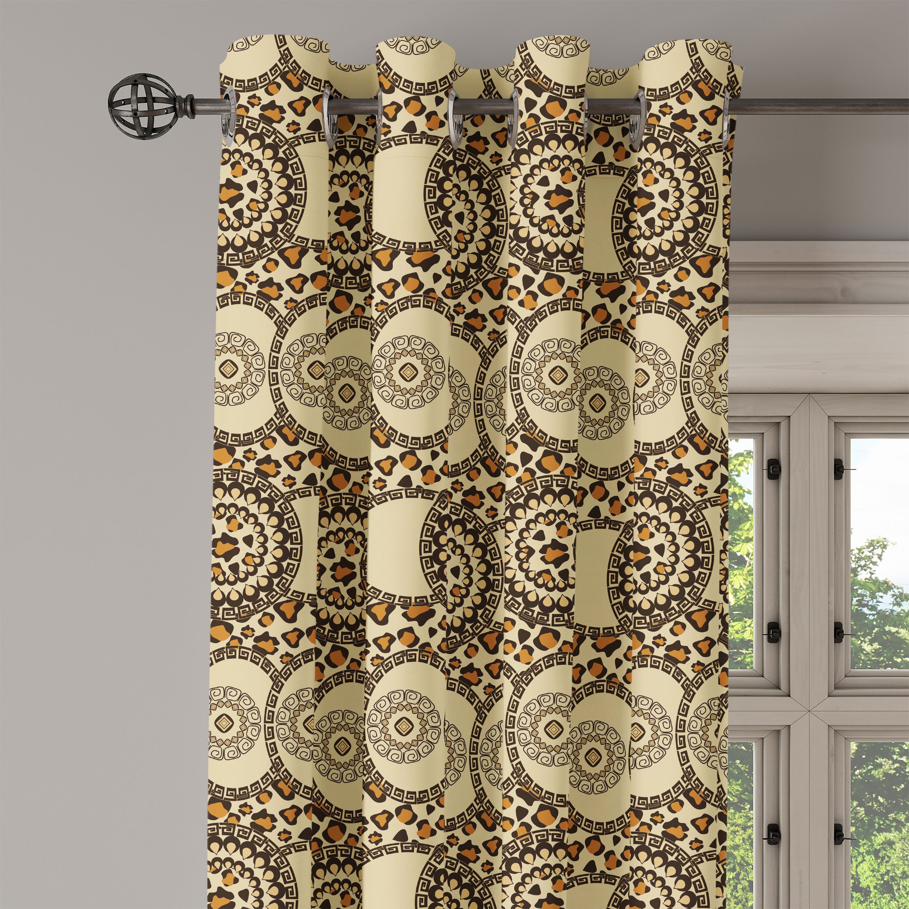 Wohnzimmer, Gardine für Schlafzimmer Abakuhaus, Dekorative Sambia Folk-Dschungel-Tier 2-Panel-Fenstervorhänge Boho