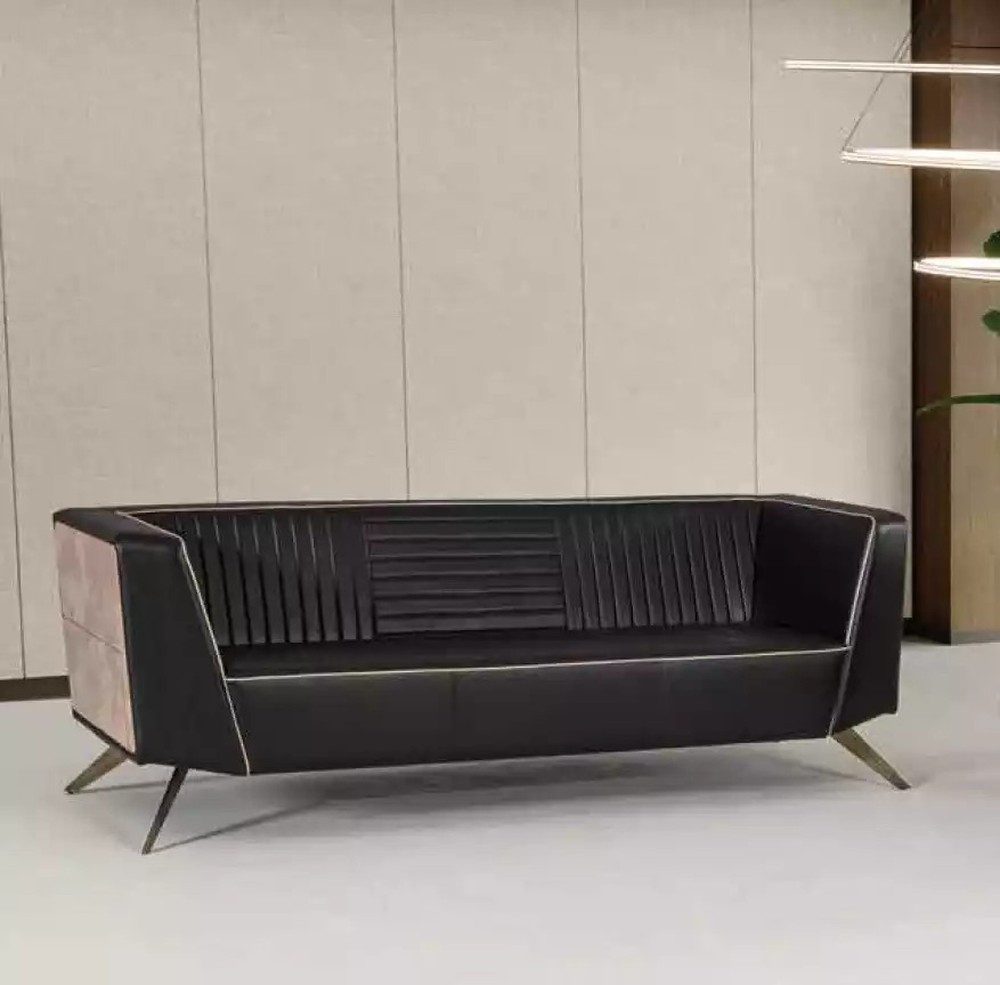 JVmoebel Sofa Elegantes Schwarzes Sofa aus Stoff für Büro und Arbeitszimmer, Made in Europa