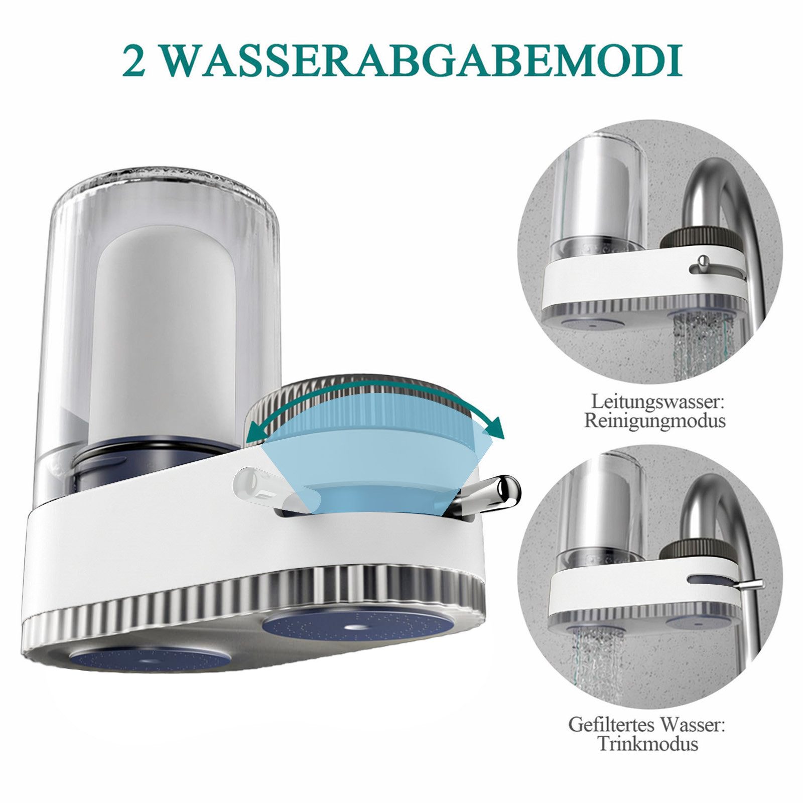 MOPUEA Wasserhahnfilter Wasserhahnfilter Wasserfilter Wasserreiniger Leitungswasserfilter, 7 Lagiges Verbundfilterelement, 2 Ersatzkern