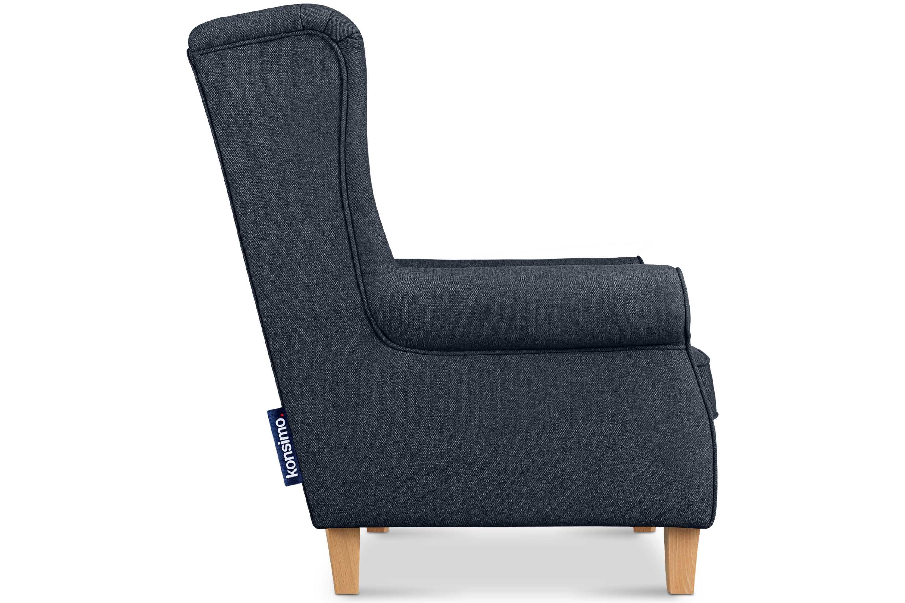 Konsimo Ohrensessel MILES Gepolsterter Armlehnen, mit Sitzfläche, in Sessel, Federn mit Massivholzbeine der Sessel