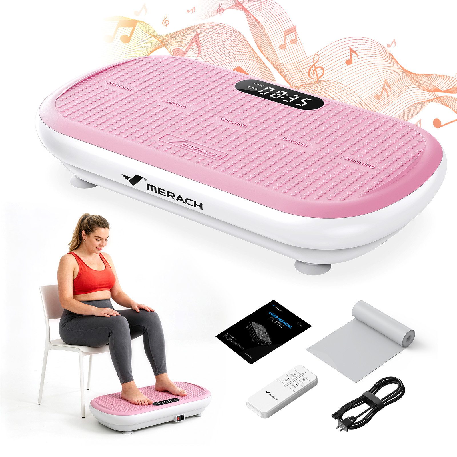 MERACH Vibrationsplatte Bluetooth-Trainingsgerät, bis zu 200 kg belastbar, 200 W, 10 Intensitätsstufen, (1 tlg), Ganzkörpertraining, intensiver Muskelaufbau, robuste Bauweise