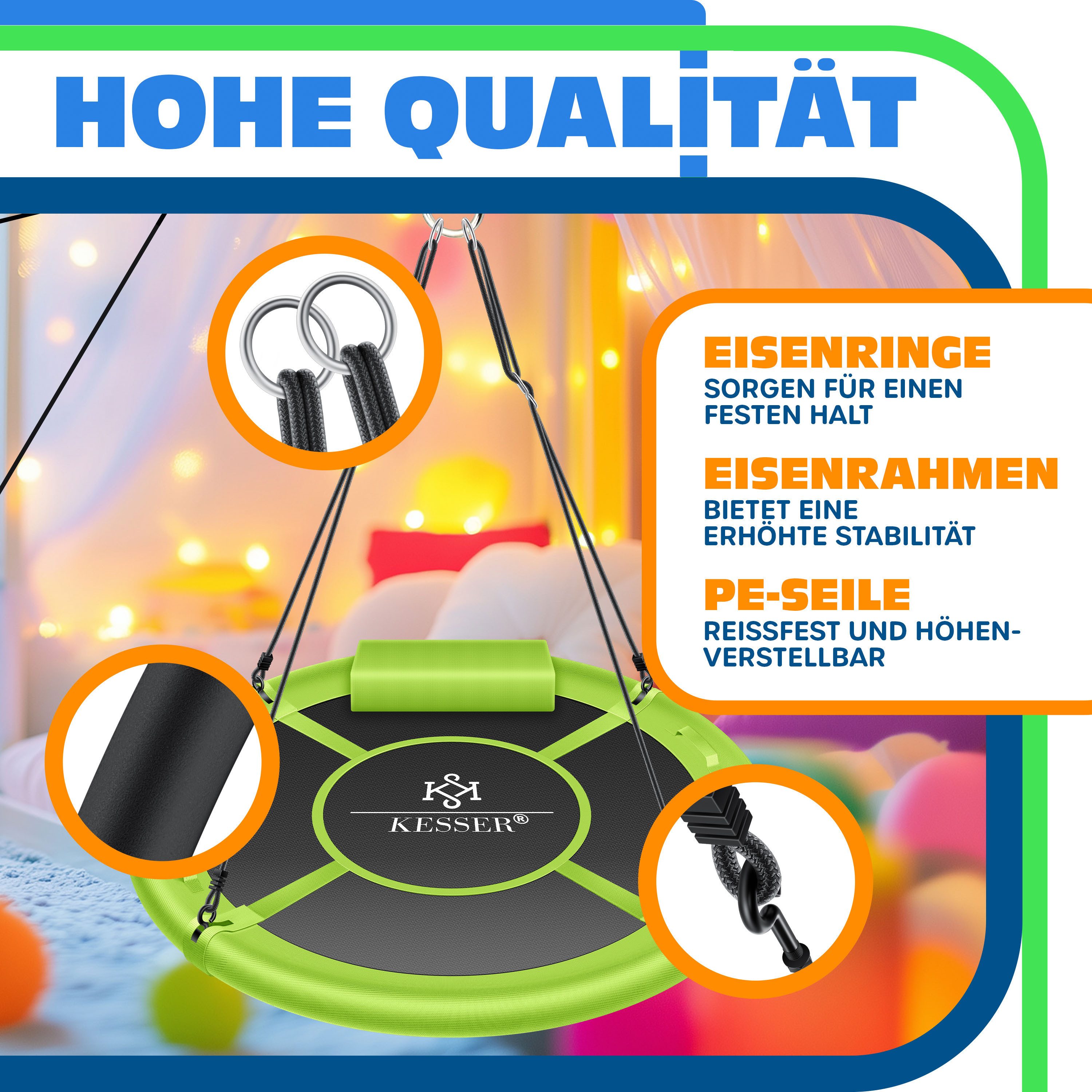 KESSER Nestschaukel, Nestschaukel Tellerschaukel Hängeschaukel Rundschaukel