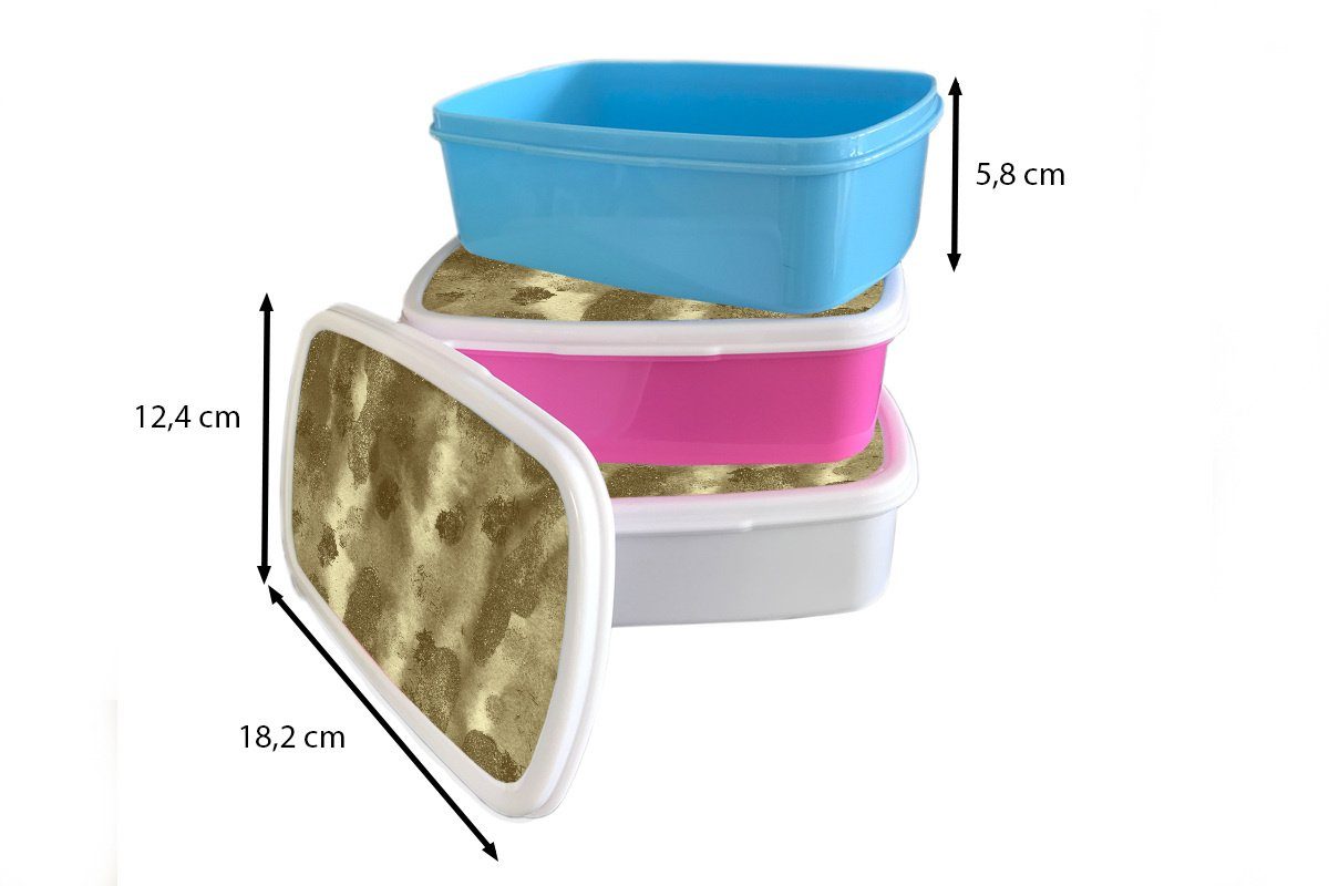 Kinder, Erwachsene, Gold MuchoWow Kunststoff - - (2-tlg), Snackbox, Mädchen, Abstrakt, Brotdose für Lunchbox Brotbox rosa Textur Kunststoff,