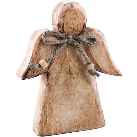 Logbuch-Verlag Weihnachtsfigur Engel Figur 15 cm aus Holz (1 St), mit Schleife