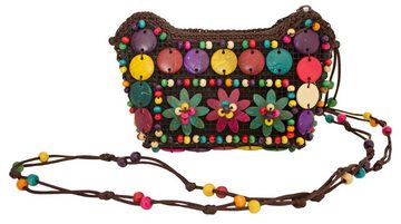 Orlob Kostüm Bunte Hippie Blumen Handtasche mit Perlen, Kostüm